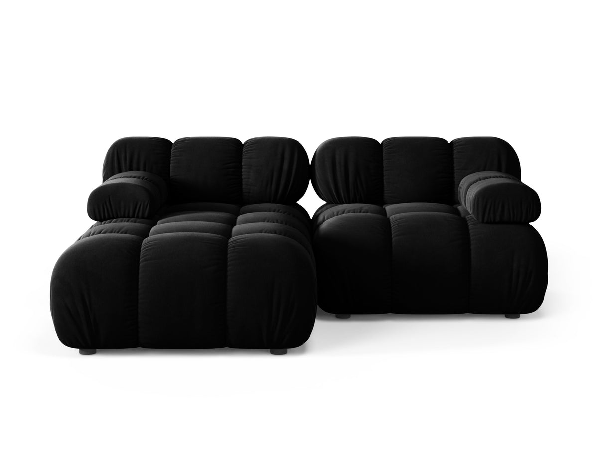 Left-facing 2-seater corner sofa BELLIS in black velvet