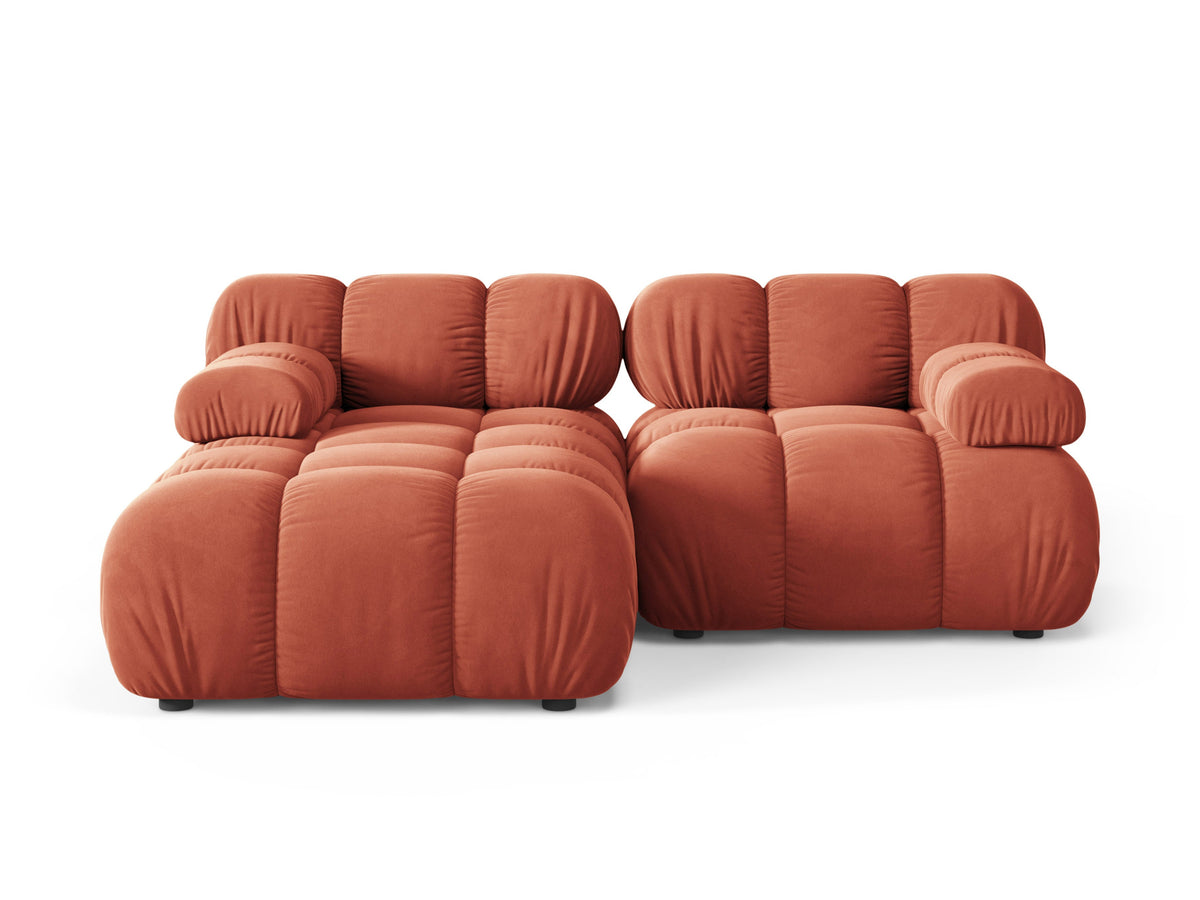 Left-facing 2-seater sofa BELLIS in coral velvet