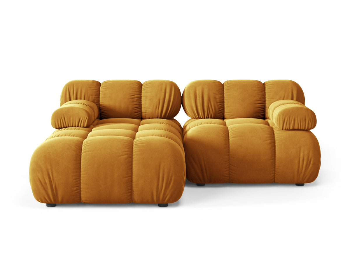 Left-facing 2-seater corner sofa BELLIS in mustard velvet