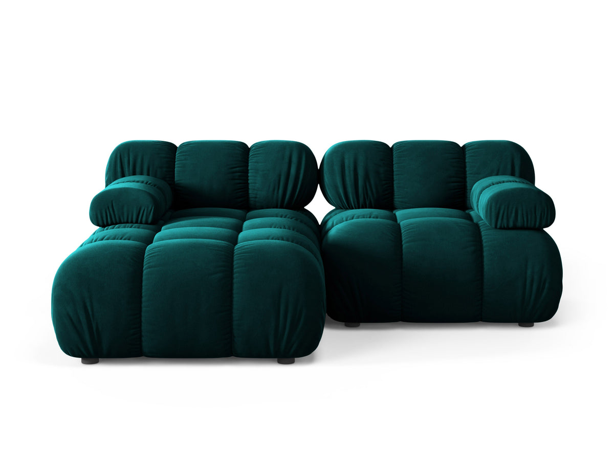 Left-facing 2-seater corner sofa BELLIS in deep petrol velvet