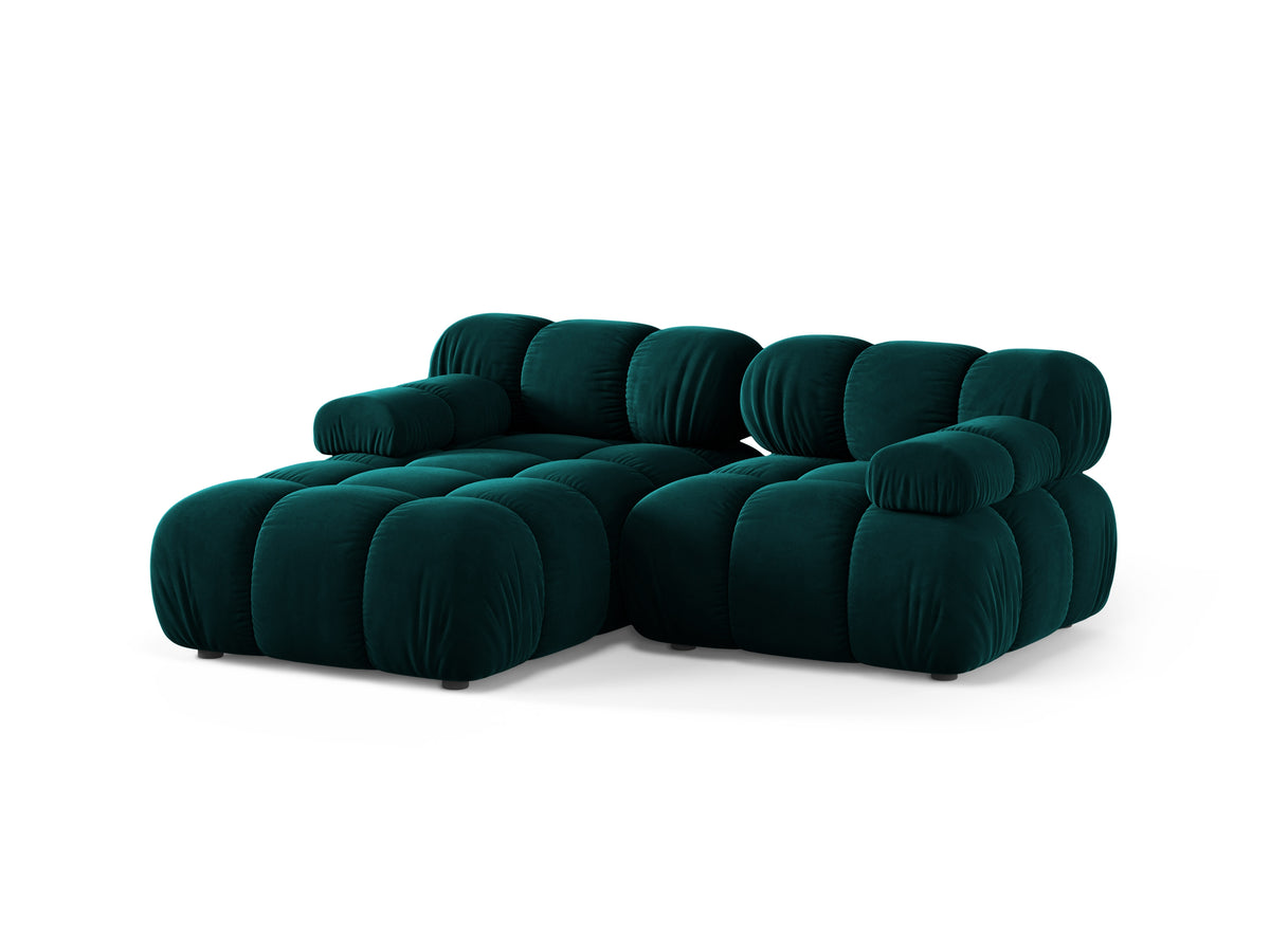 Left-facing 2-seater corner sofa BELLIS in deep petrol velvet