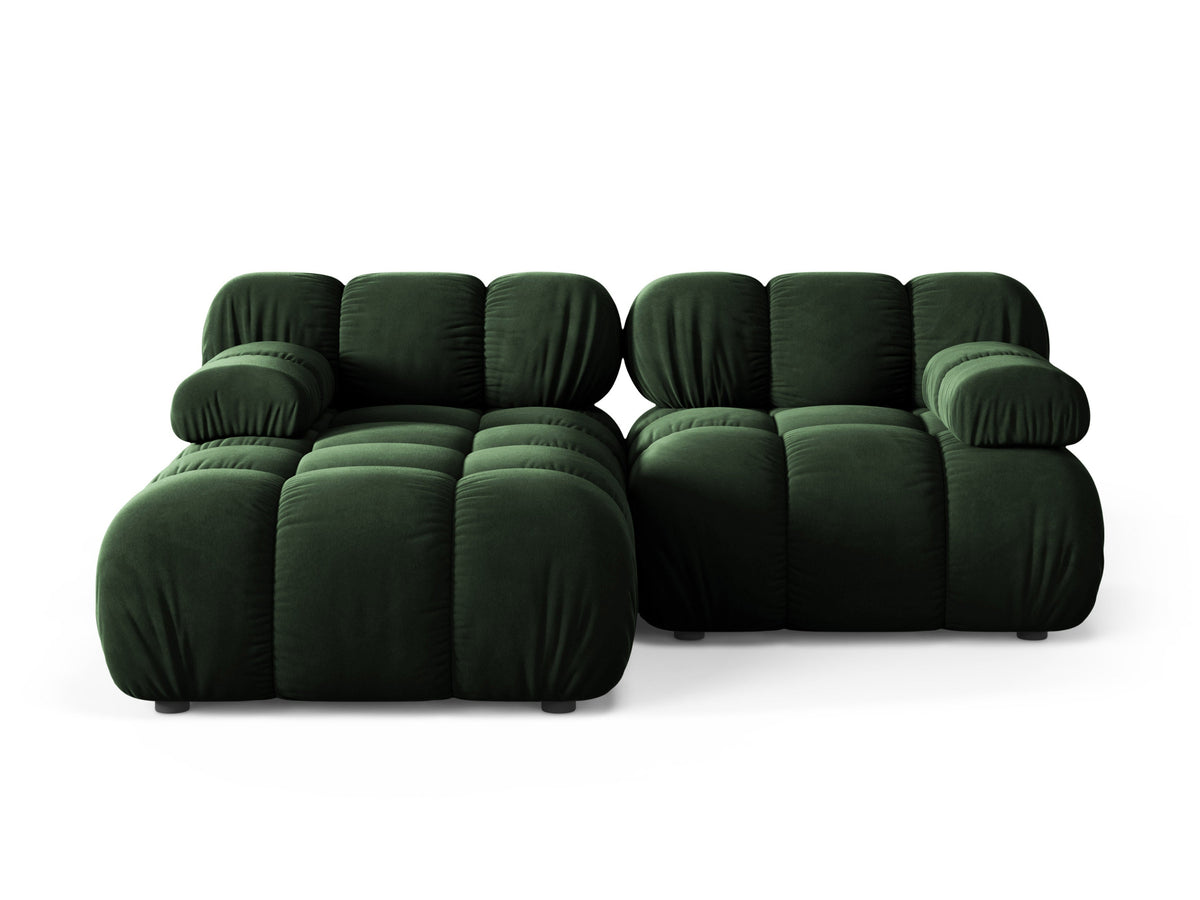 Left-facing 2-seater corner sofa BELLIS in bottle green velvet