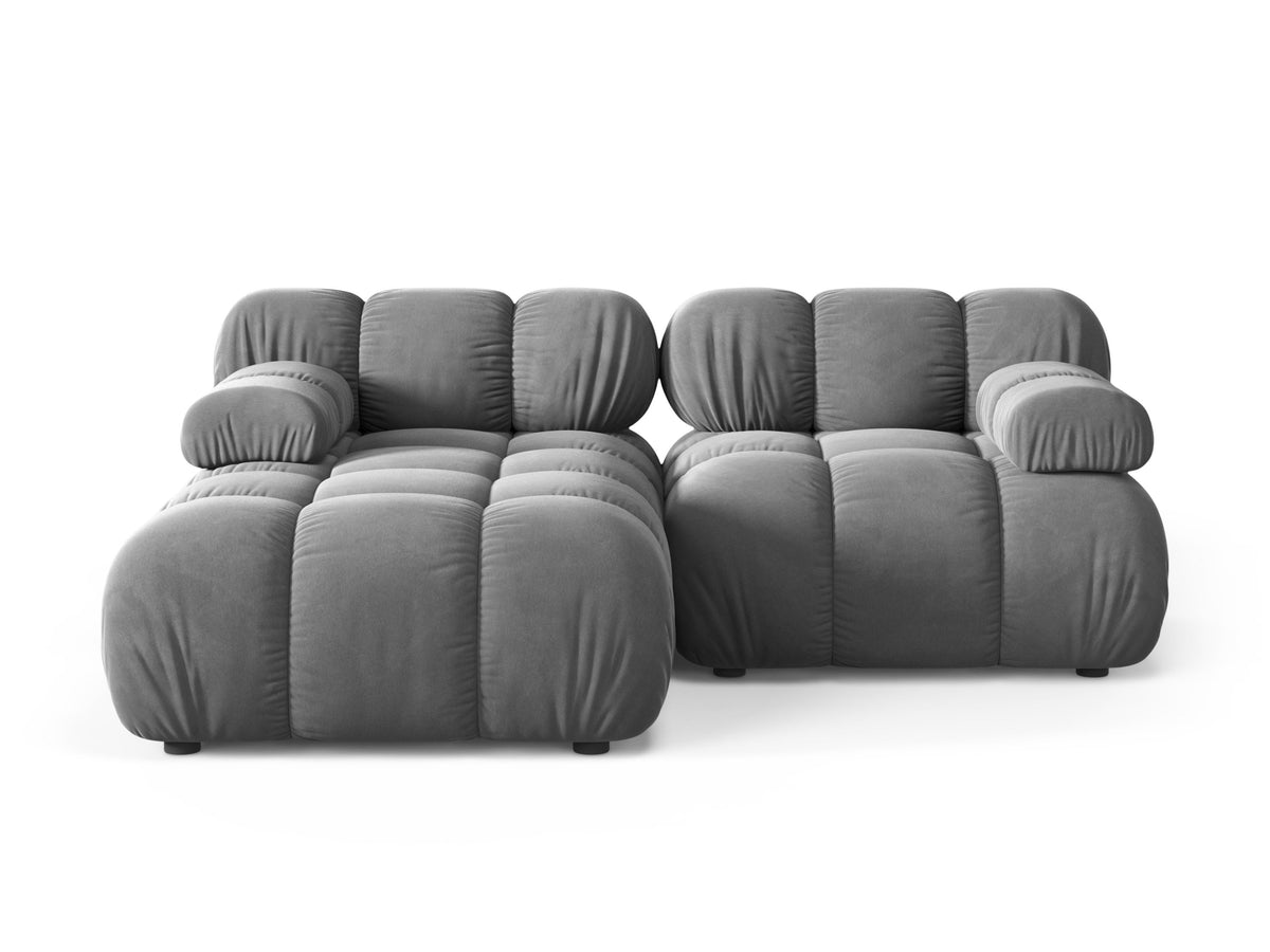 Left-facing 2-seater corner sofa BELLIS in gray velvet