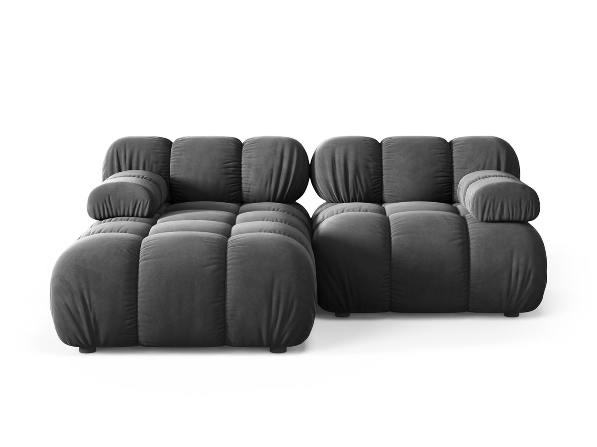 Left-facing 2-seater corner sofa BELLIS in dark gray velvet