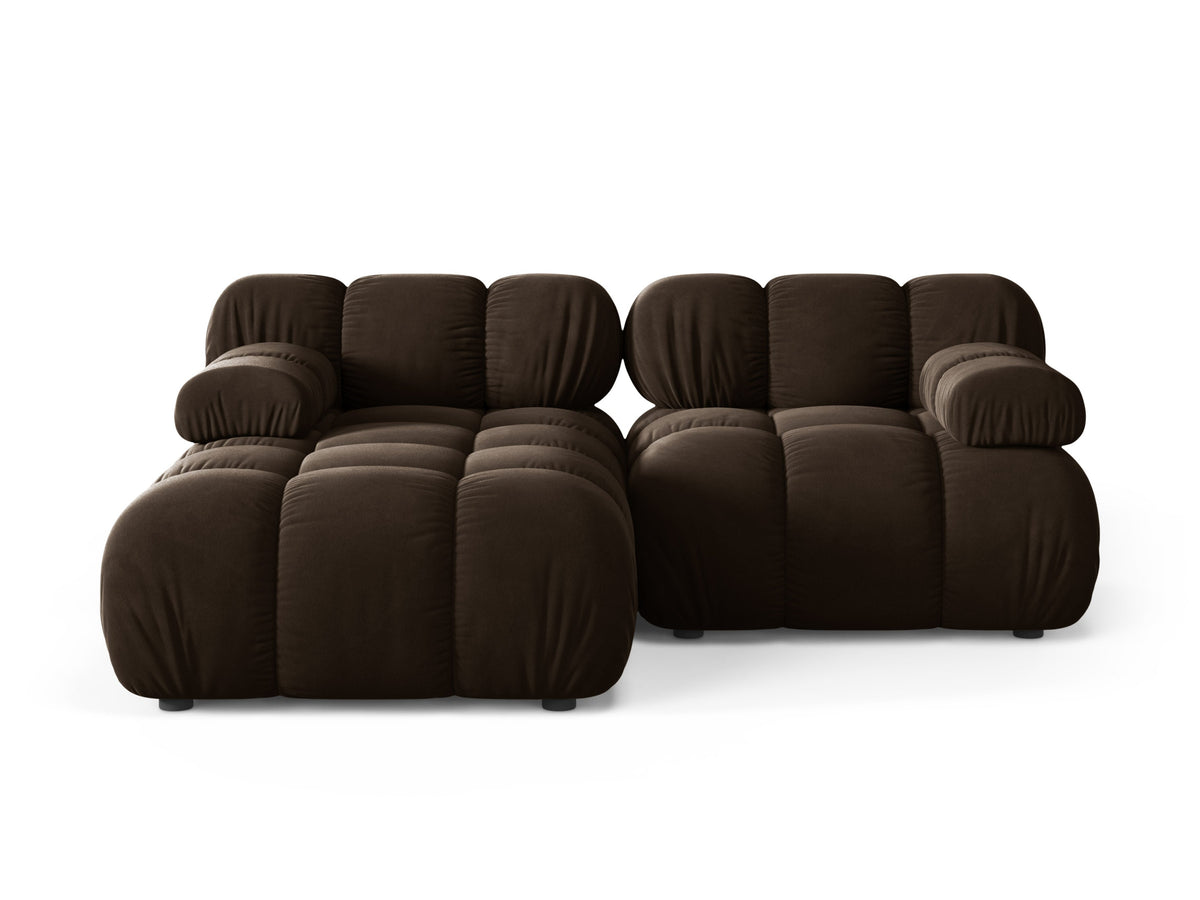Chocolate Left-Handed Velvet 2-Seater Sofa BELLIS