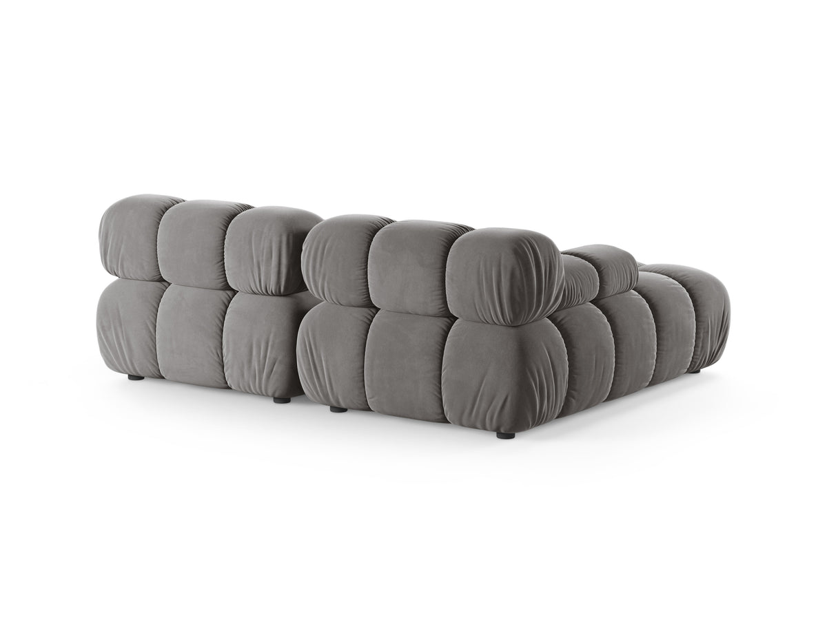 Gray velvet left-facing two-seater sofa BELLIS
