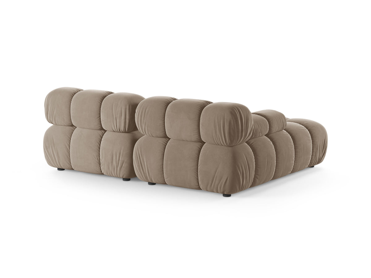 Velvet corner sofa for two, left-facing, BELLIS in cappuccino.