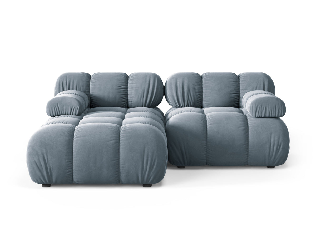 Blue velvet left-facing two-seater sofa BELLIS