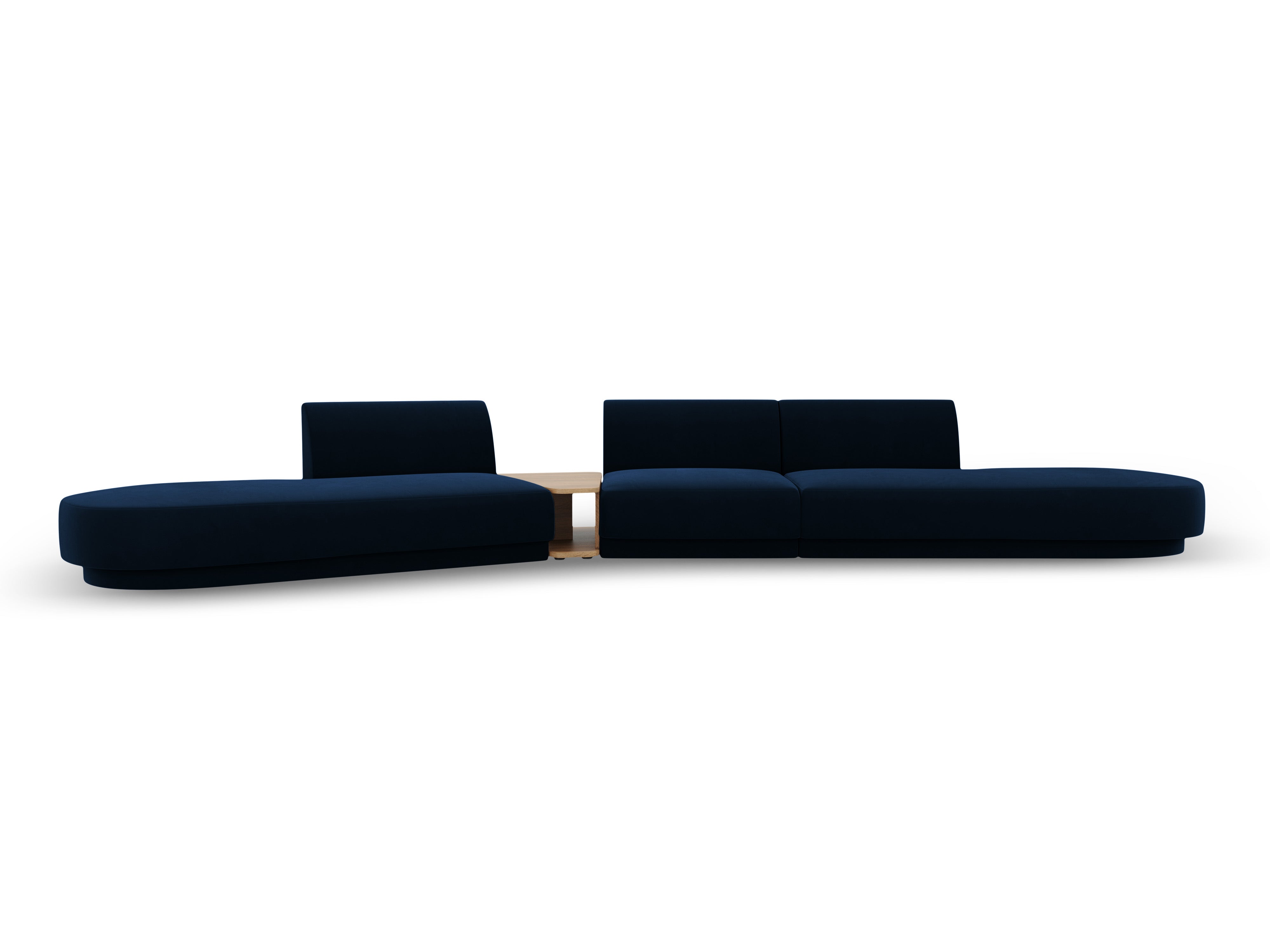 Modulares Sofa links mit Tisch, 5-sitzig, samt MILEY in königsblau