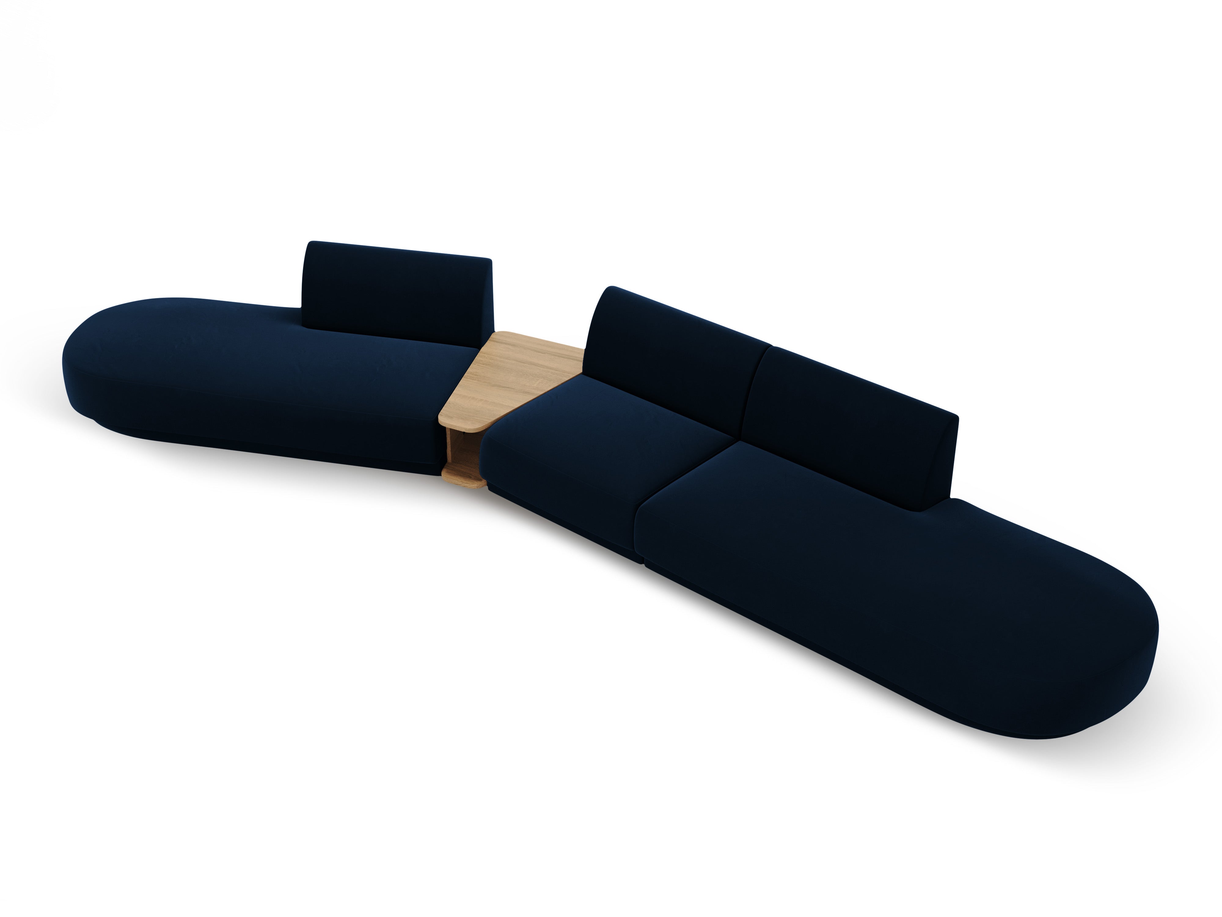 Modulares Sofa links mit Tisch, 5-sitzig, samt MILEY in königsblau