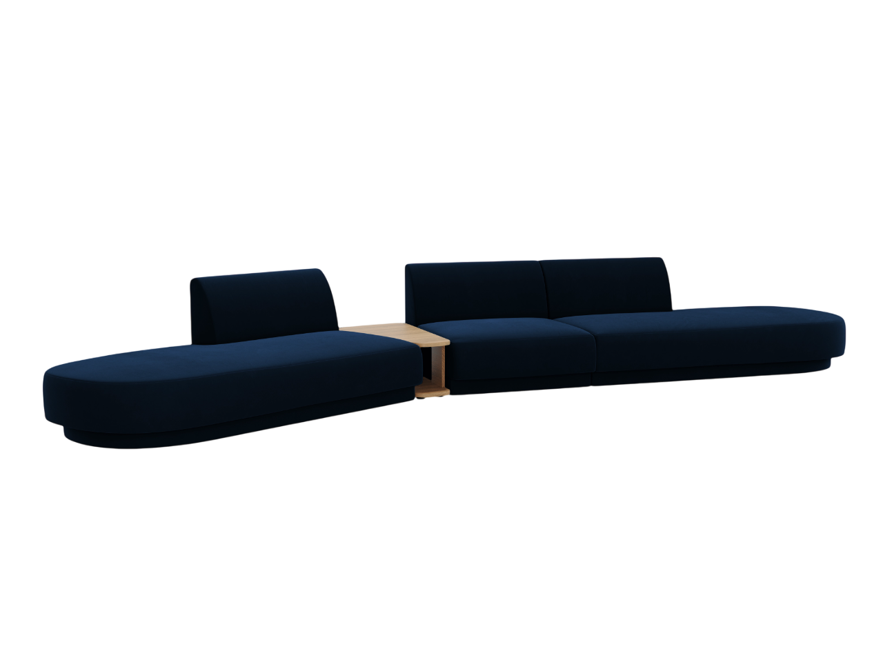 Modulares Sofa links mit Tisch, 5-sitzig, samt MILEY in königsblau