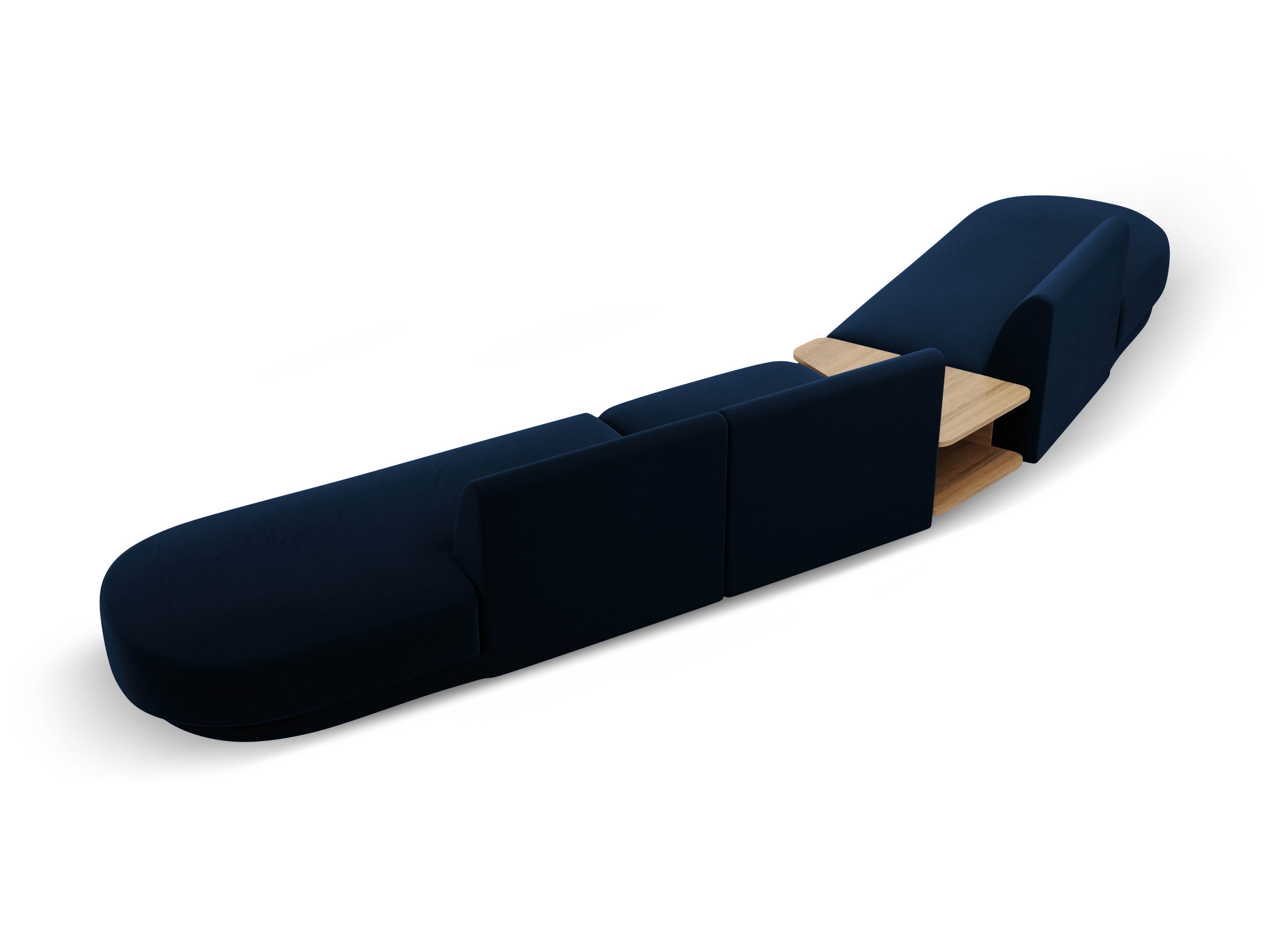 Modulares Sofa links mit Tisch, 5-sitzig, samt MILEY in königsblau