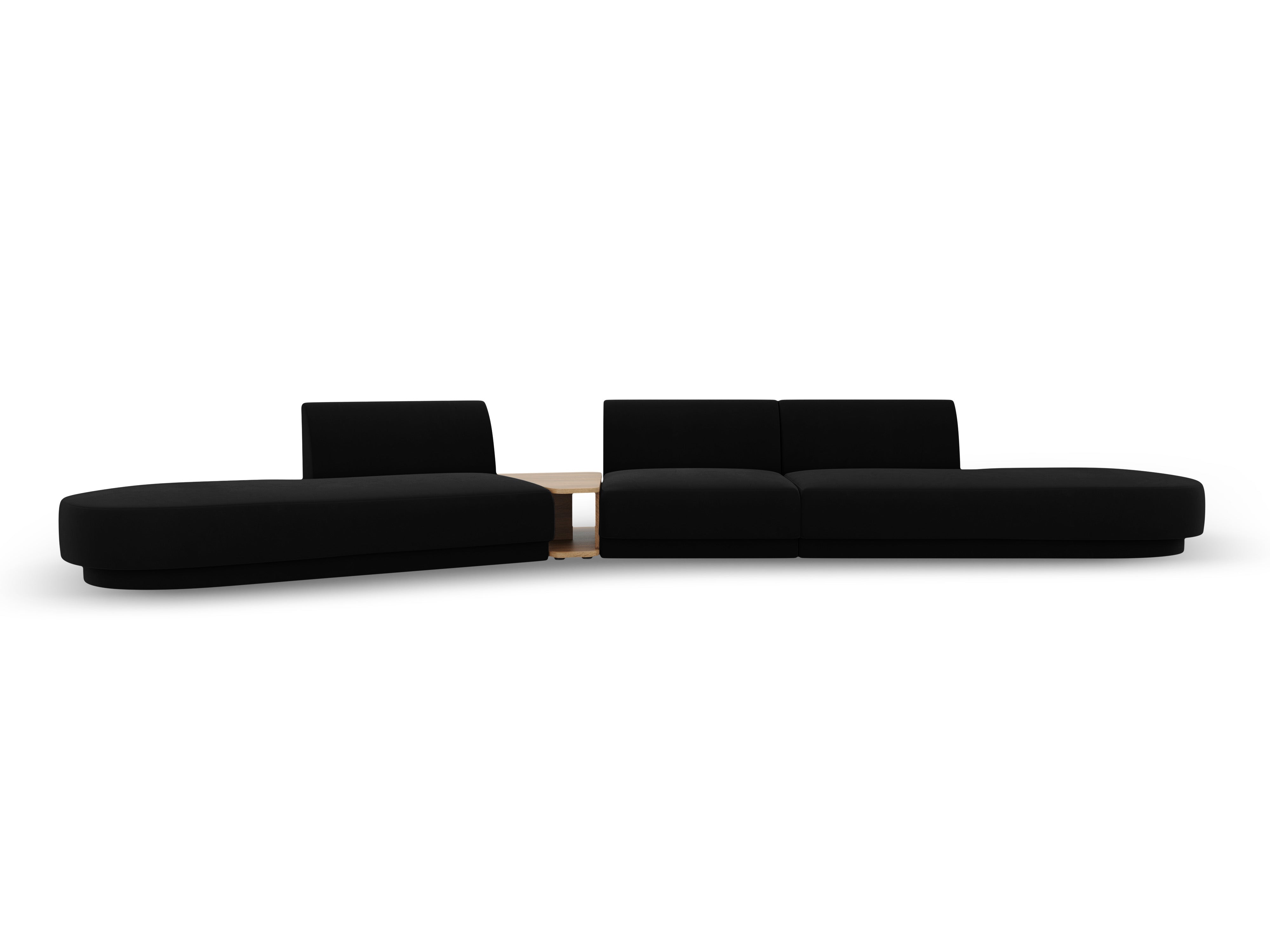 Modulares Sofa links mit Tisch für 5 Personen aus Samt MILEY schwarz