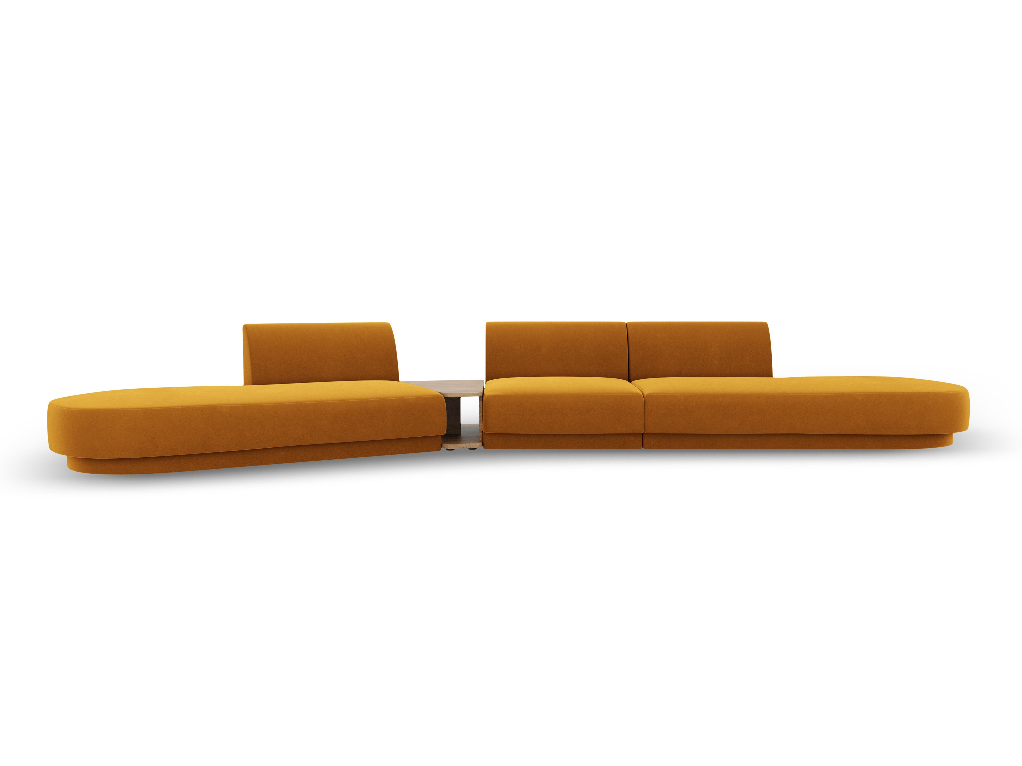 Modulares Sofa links mit Tisch, 5-sitzig, samt MILEY, gelb