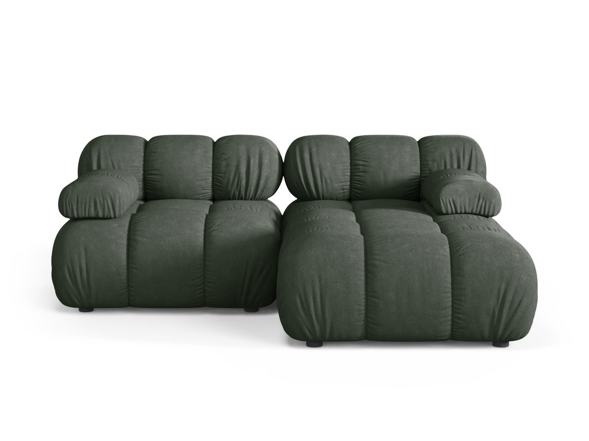 Right-facing 2-seater corner sofa BELLIS in dark green