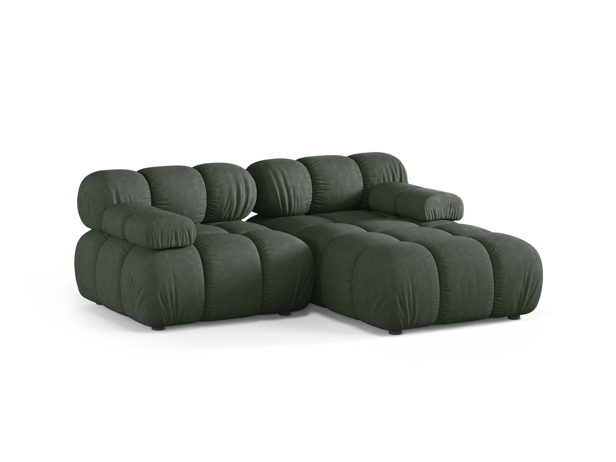 Right-facing 2-seater corner sofa BELLIS in dark green