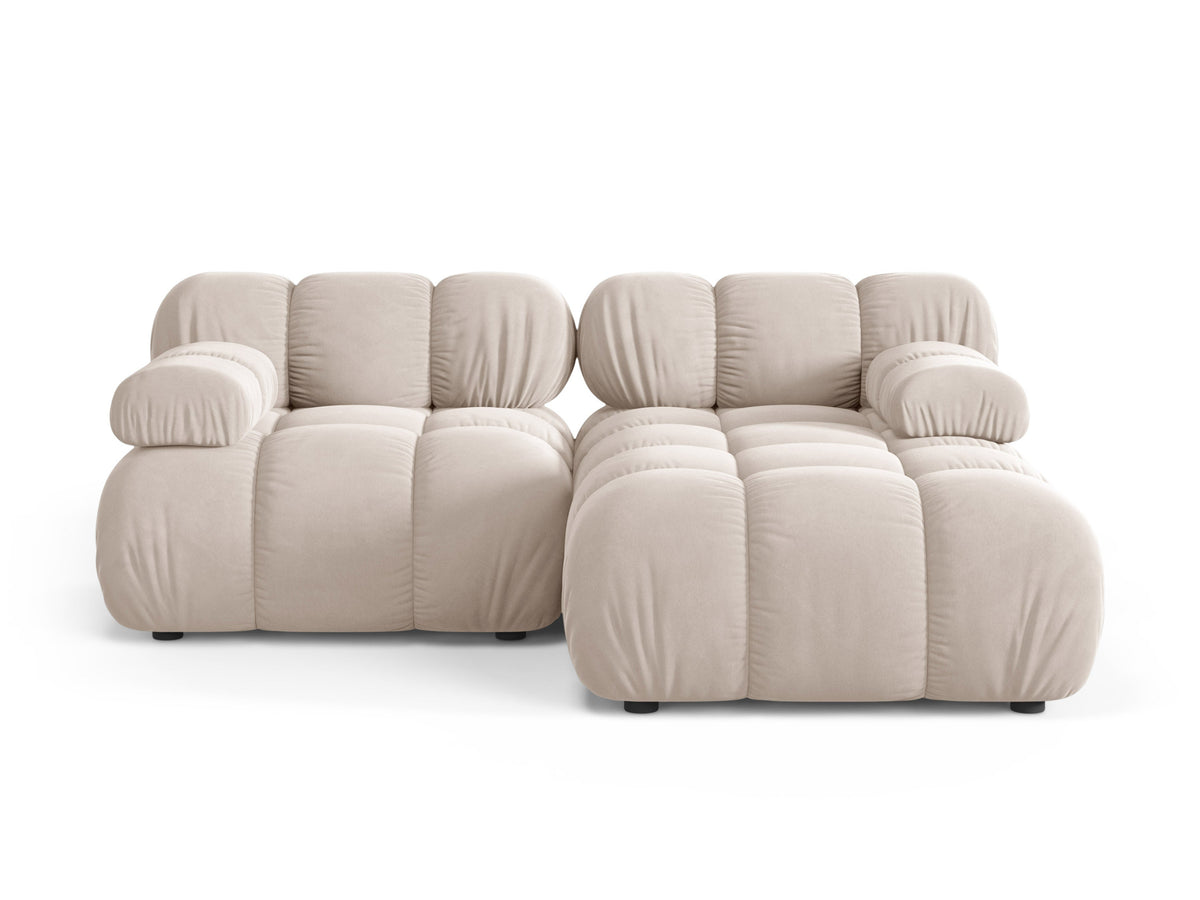 Right-facing 2-seater corner sofa BELLIS in light beige velvet