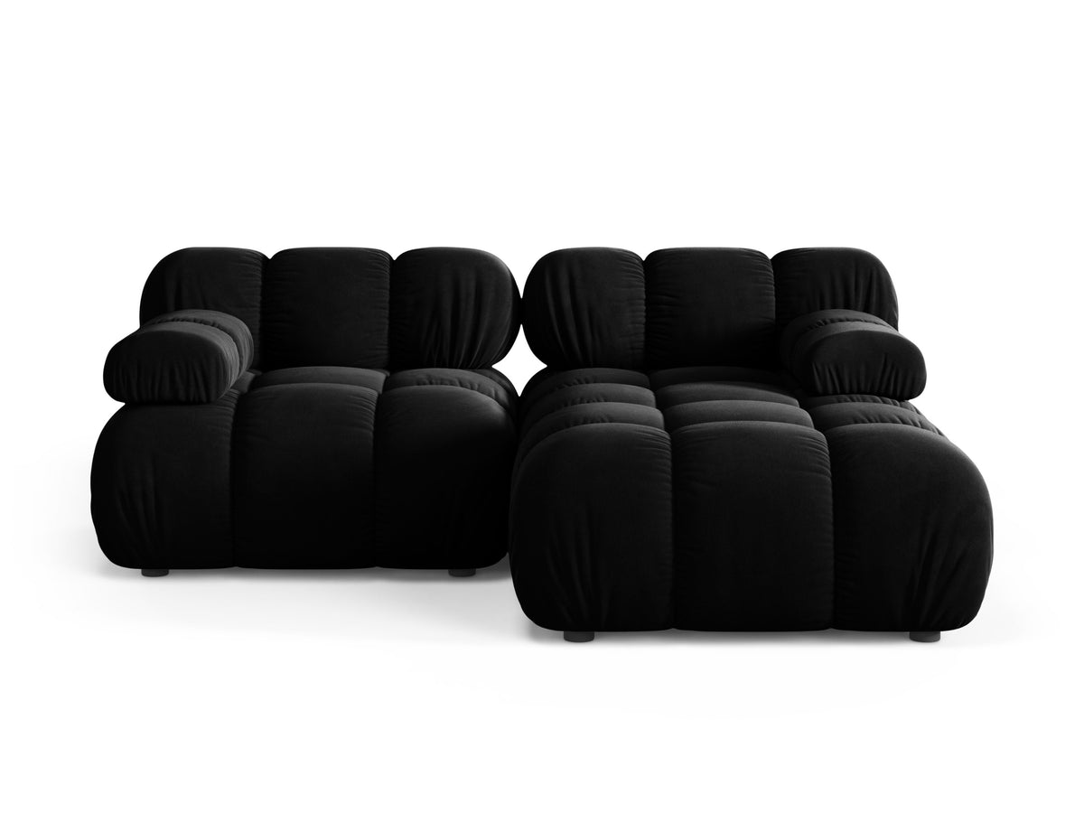 Right-facing 2-seater corner sofa BELLIS in black velvet