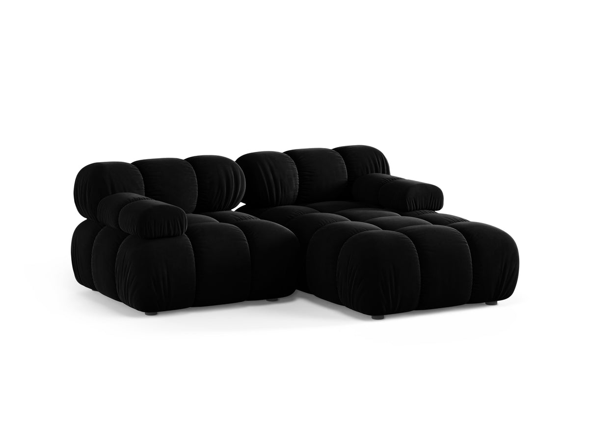 Right-facing 2-seater corner sofa BELLIS in black velvet