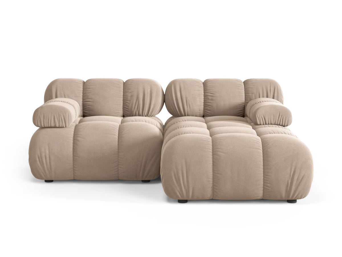Right-facing 2-seater corner sofa BELLIS in beige velvet