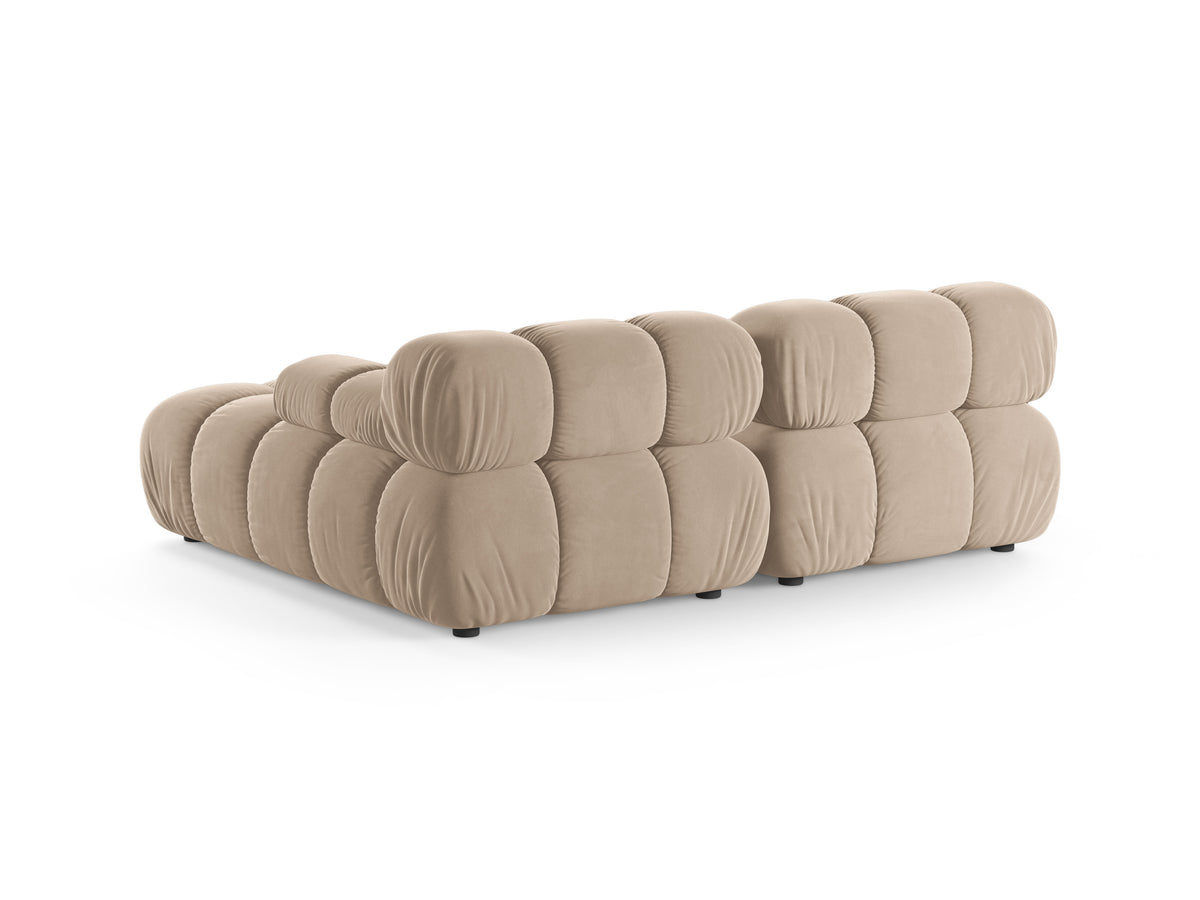 Right-facing 2-seater corner sofa BELLIS in beige velvet