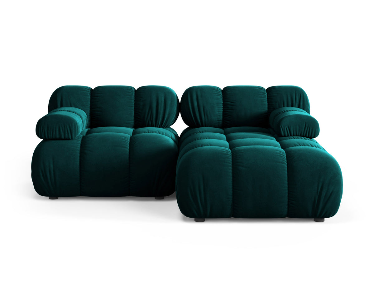 Right-facing 2-seater corner sofa BELLIS in deep petrol velvet