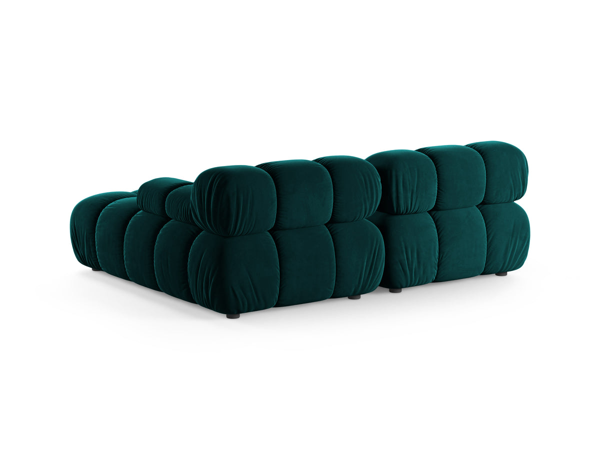 Right-facing 2-seater corner sofa BELLIS in deep petrol velvet