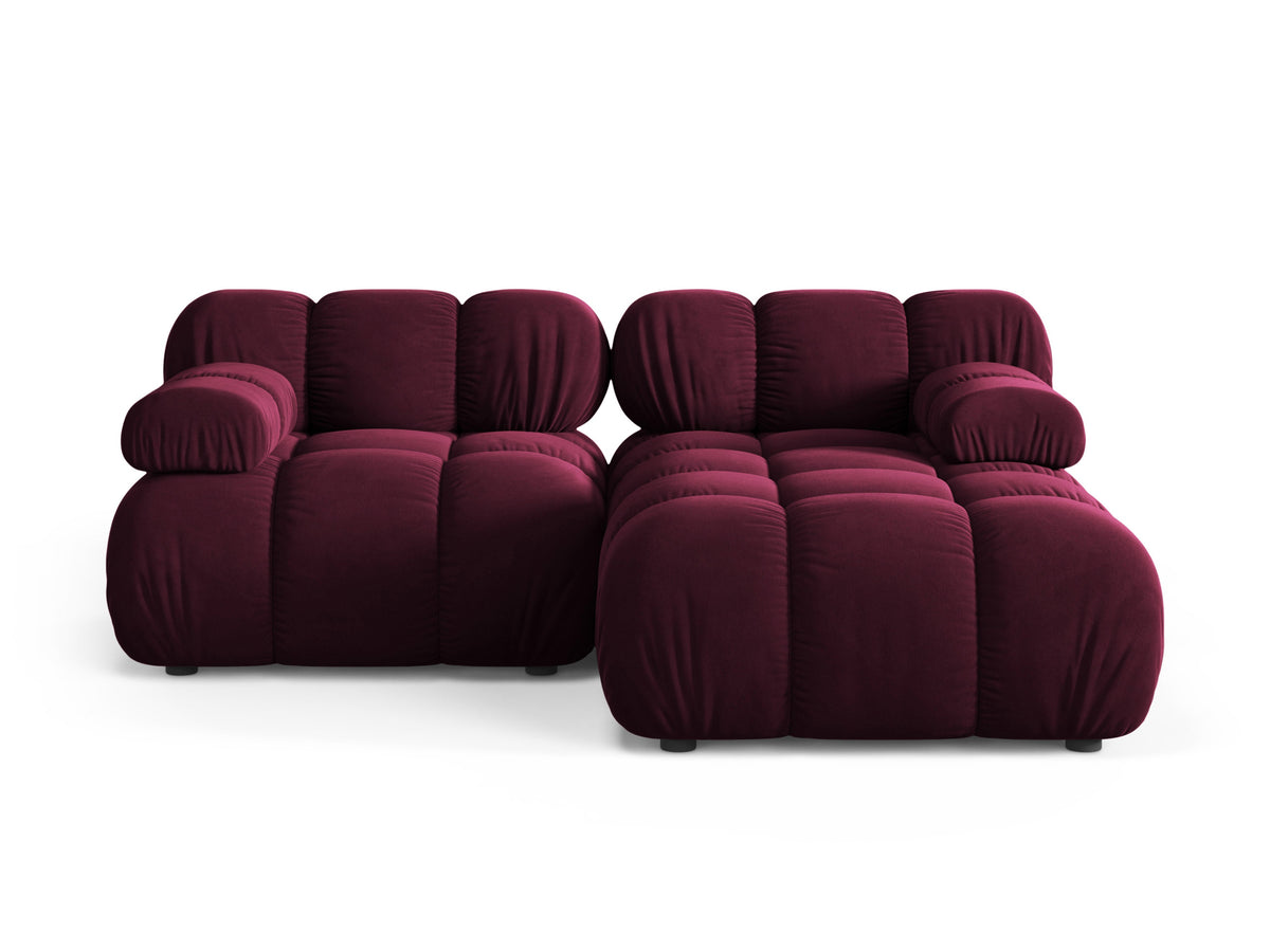 Right-facing 2-seater corner sofa BELLIS in burgundy velvet
