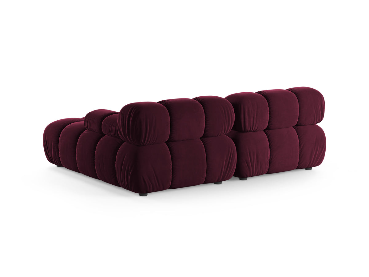 Right-facing 2-seater corner sofa BELLIS in burgundy velvet