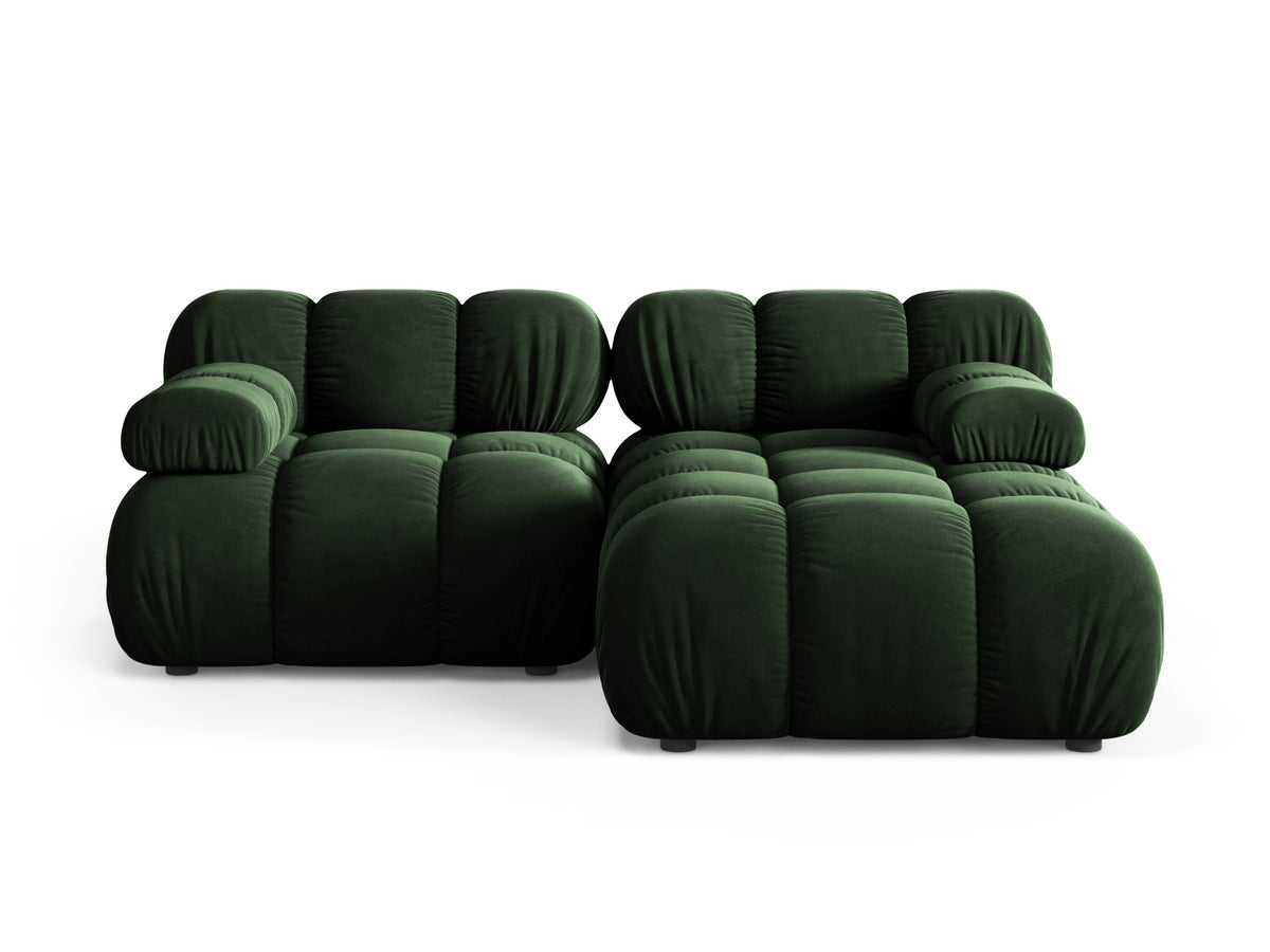 Right-facing 2-seater corner sofa BELLIS in bottle green velvet