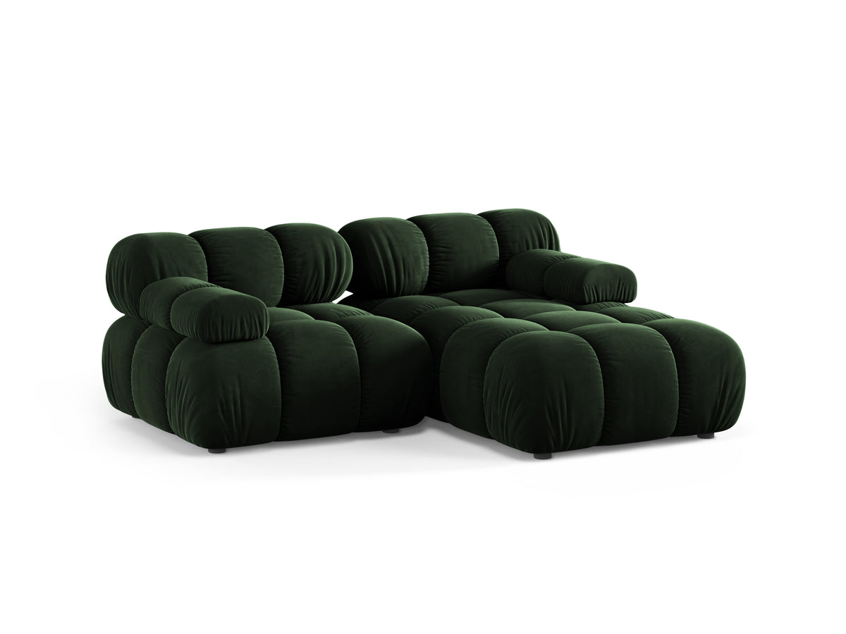 Right-facing 2-seater corner sofa BELLIS in bottle green velvet