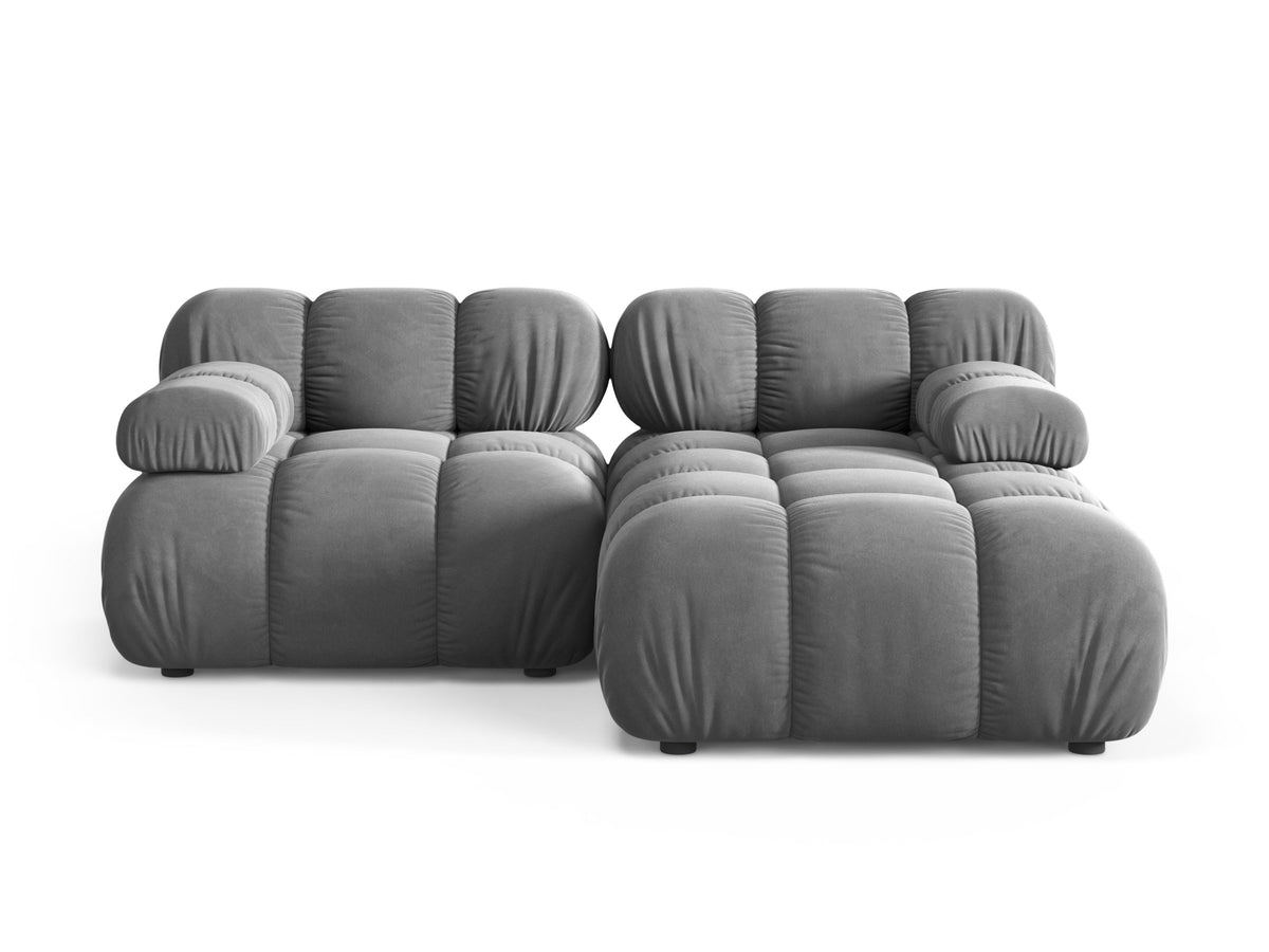 Right-facing 2-seater corner sofa BELLIS in gray velvet