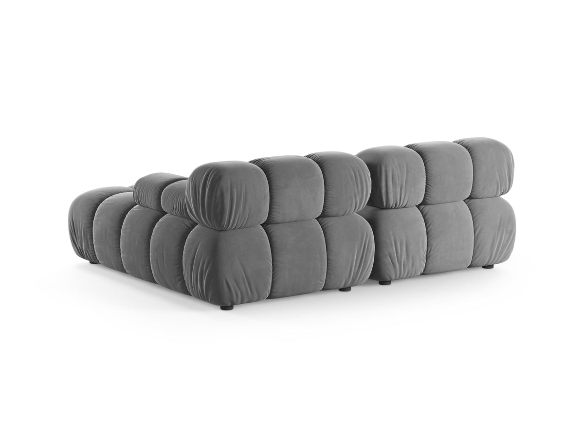 Right-facing 2-seater corner sofa BELLIS in gray velvet