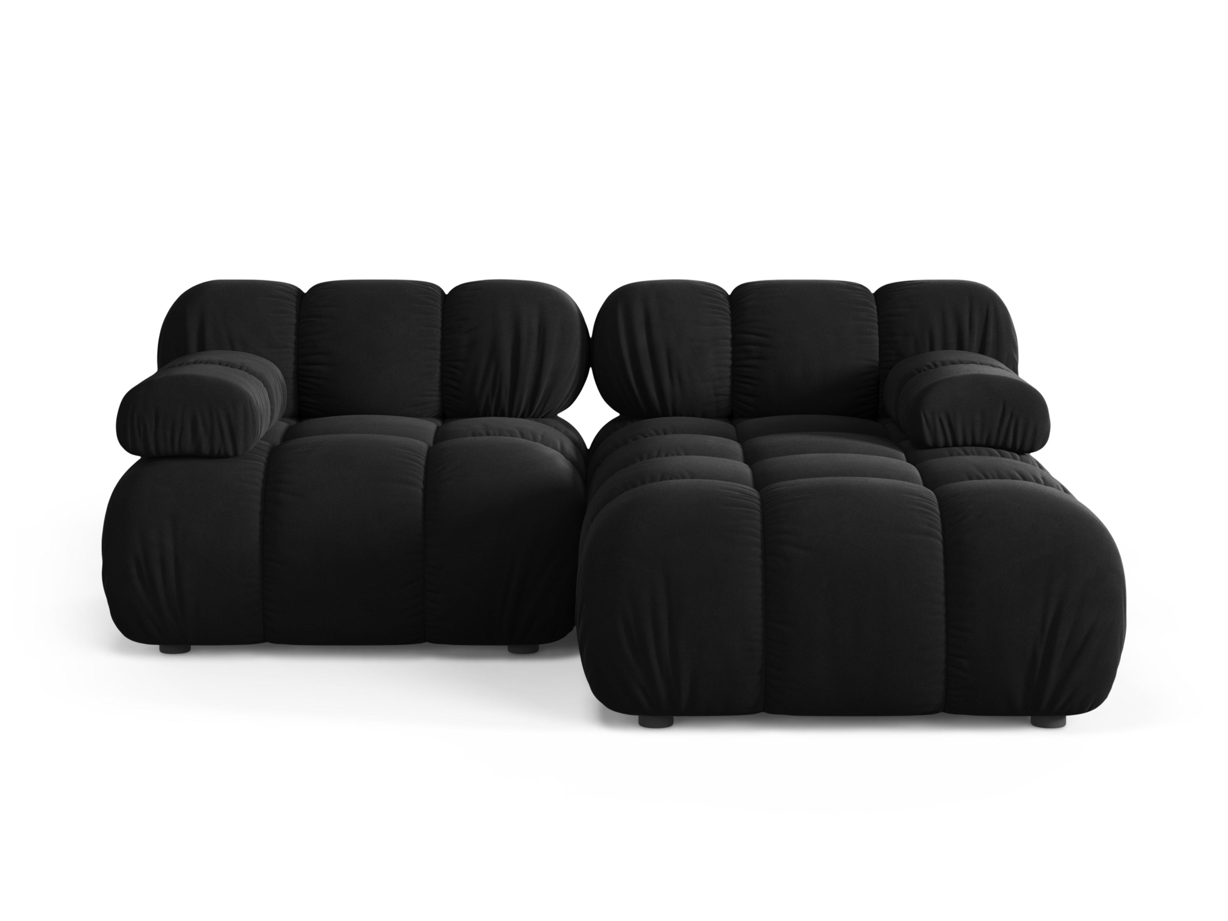 Black velvet right-facing two-seater sofa BELLIS