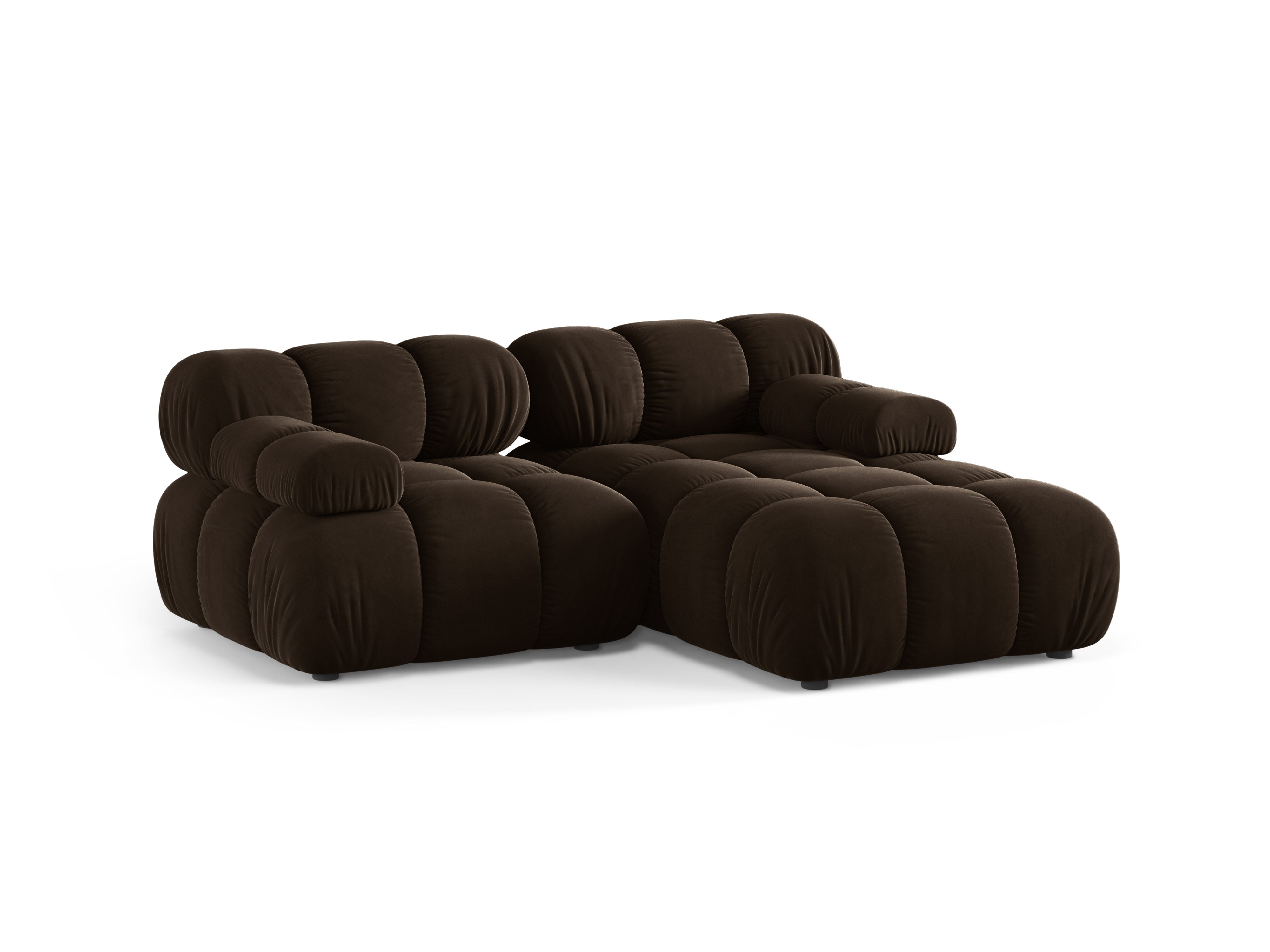 Chocolate Right-Hand Velvet Sofa for Two - BELLIS