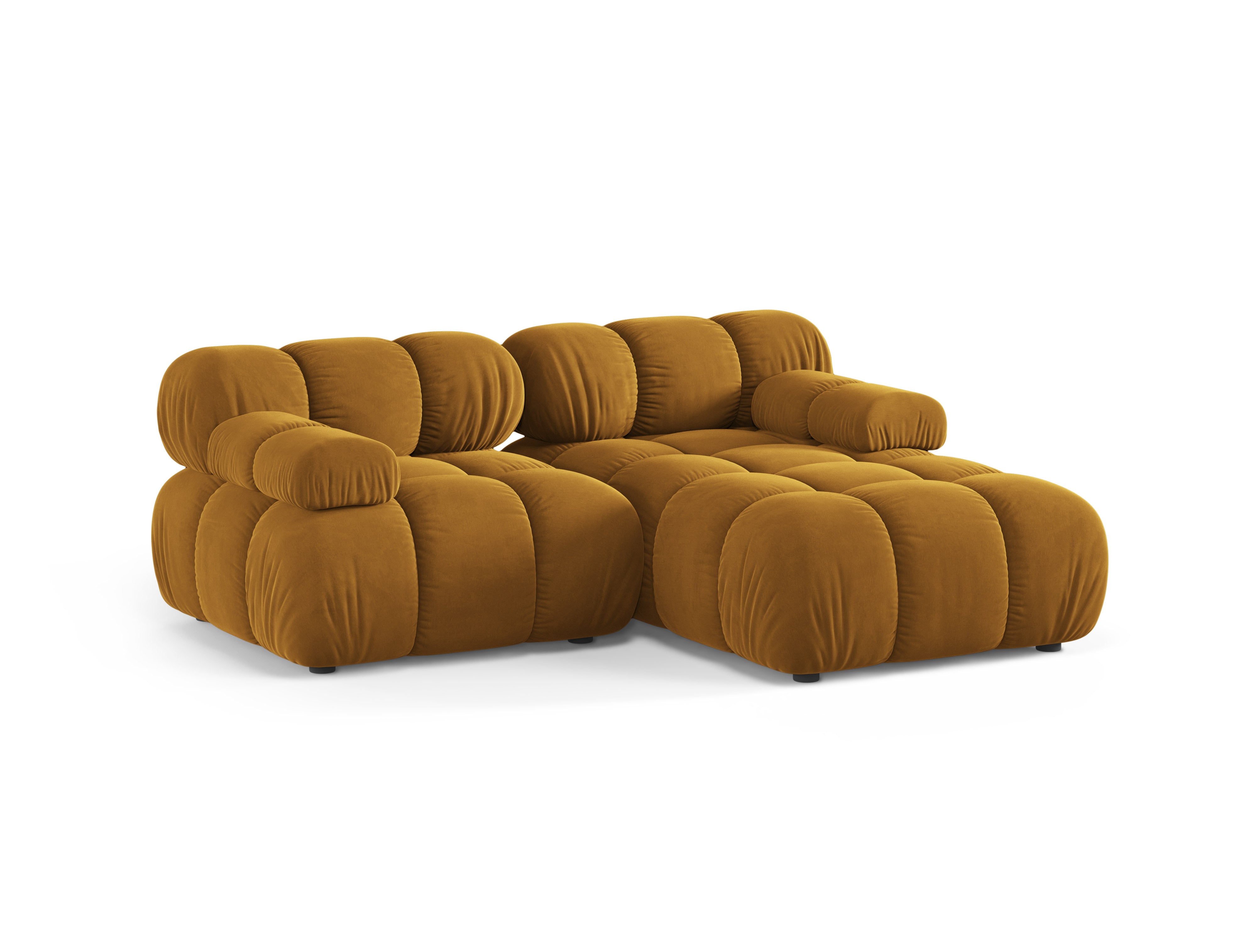 Mustard Velvet Right-Handed 2-Seater Sofa BELLIS