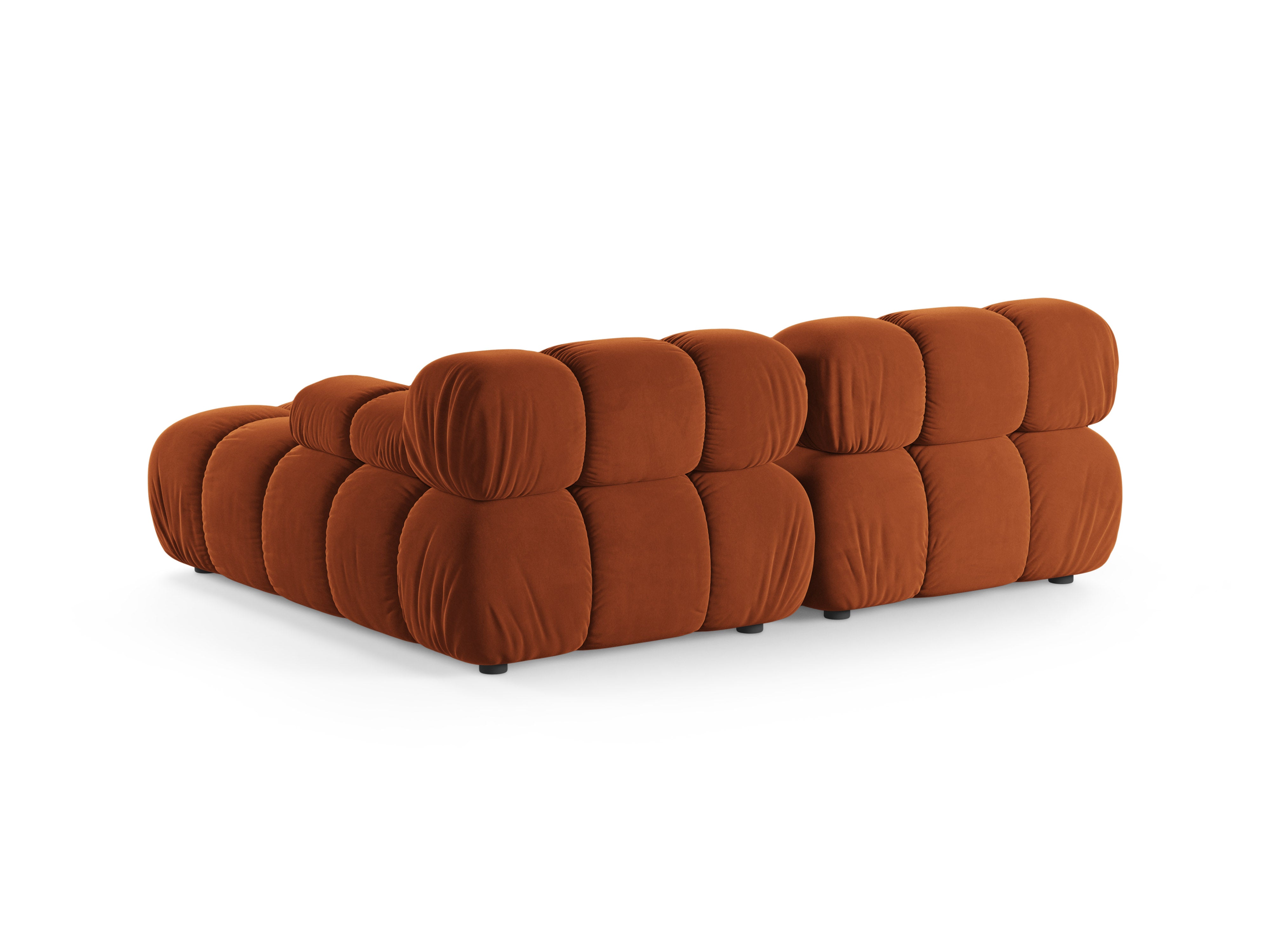 Velvet corner sofa for two, right-facing, BELLIS in brick red.
