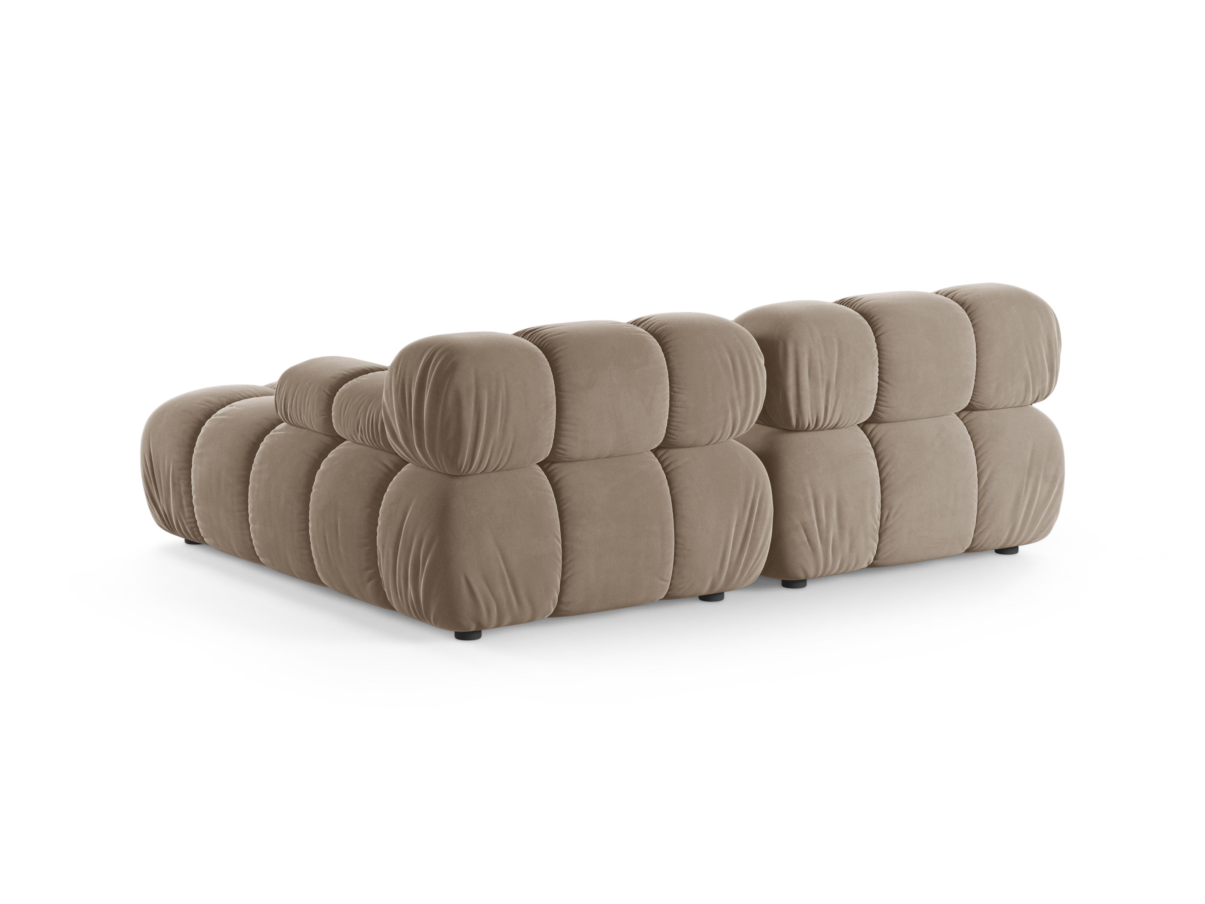 Velvet corner sofa for two, right-facing, BELLIS in cappuccino.