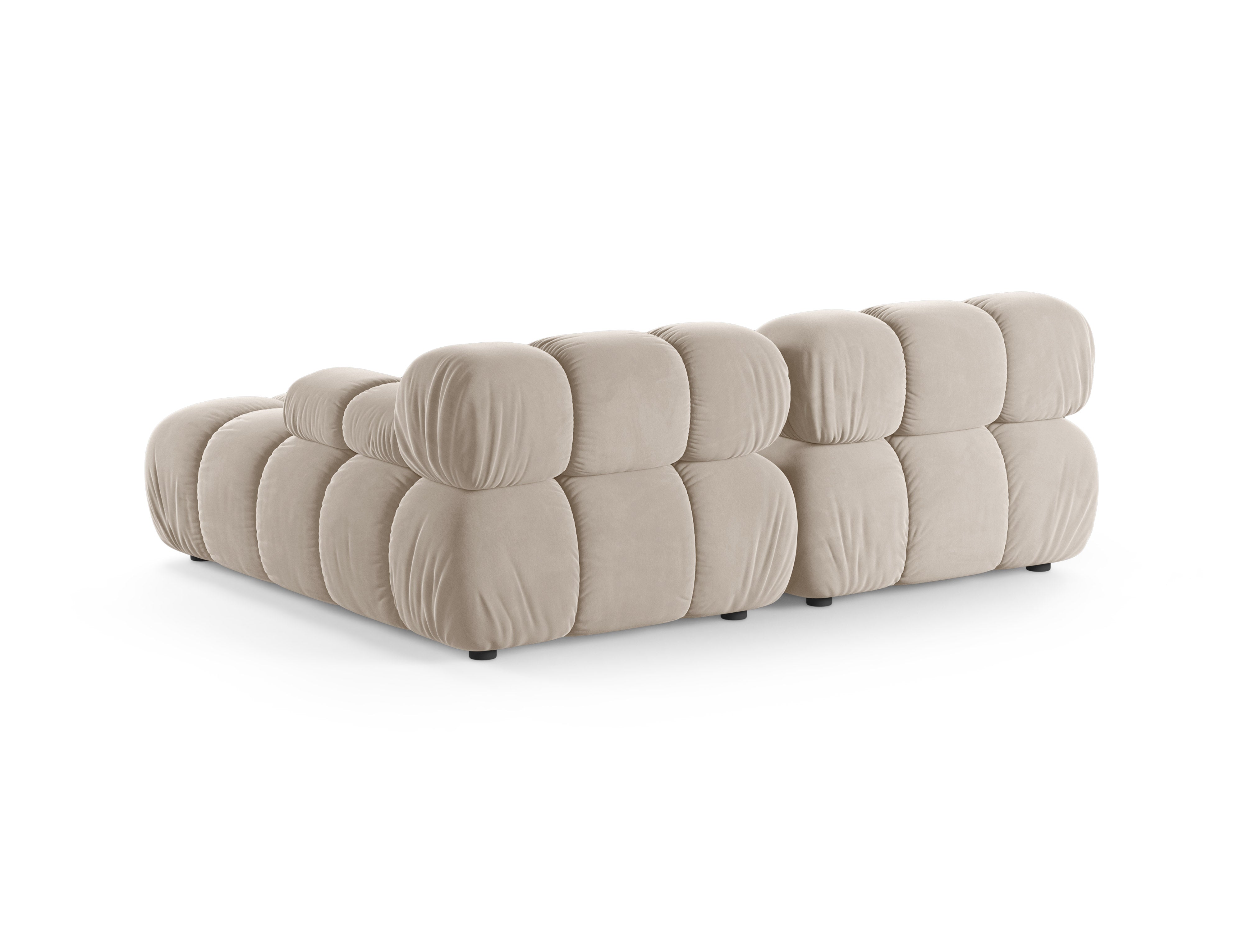 Beige Velvet Right-Handed Two-Seater Sofa BELLIS