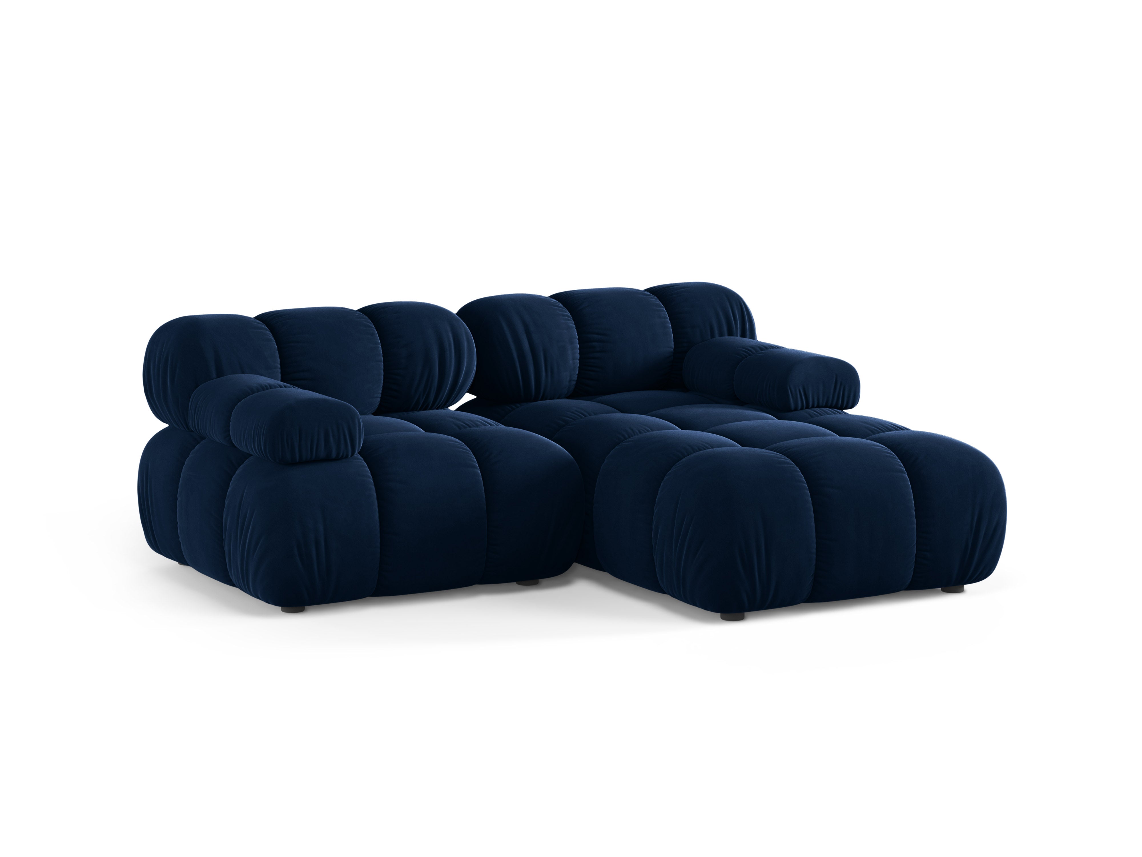 Royal blue velvet 2-seater right-facing sofa BELLIS