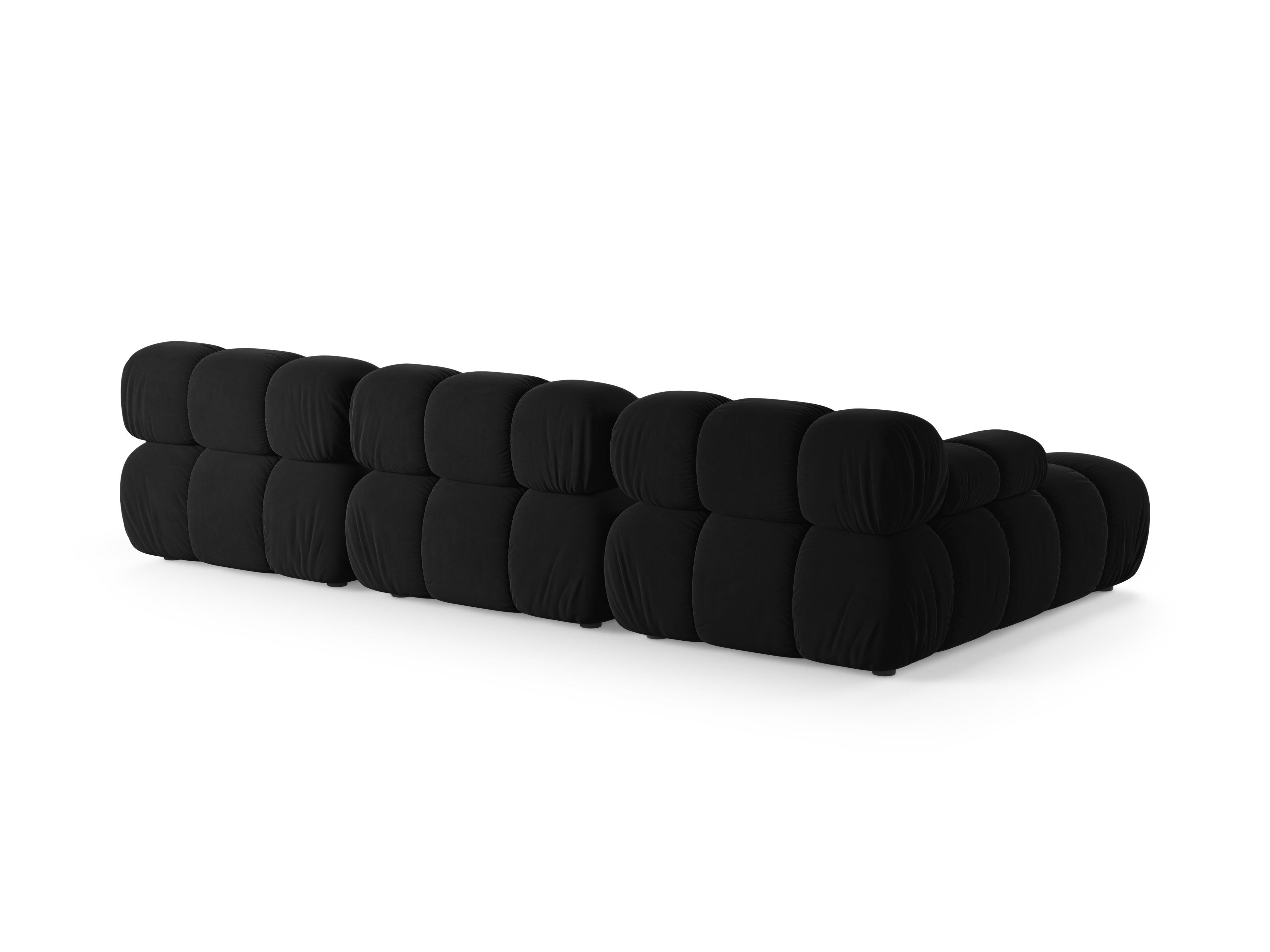 Black velvet 3-seater left-facing sofa BELLIS