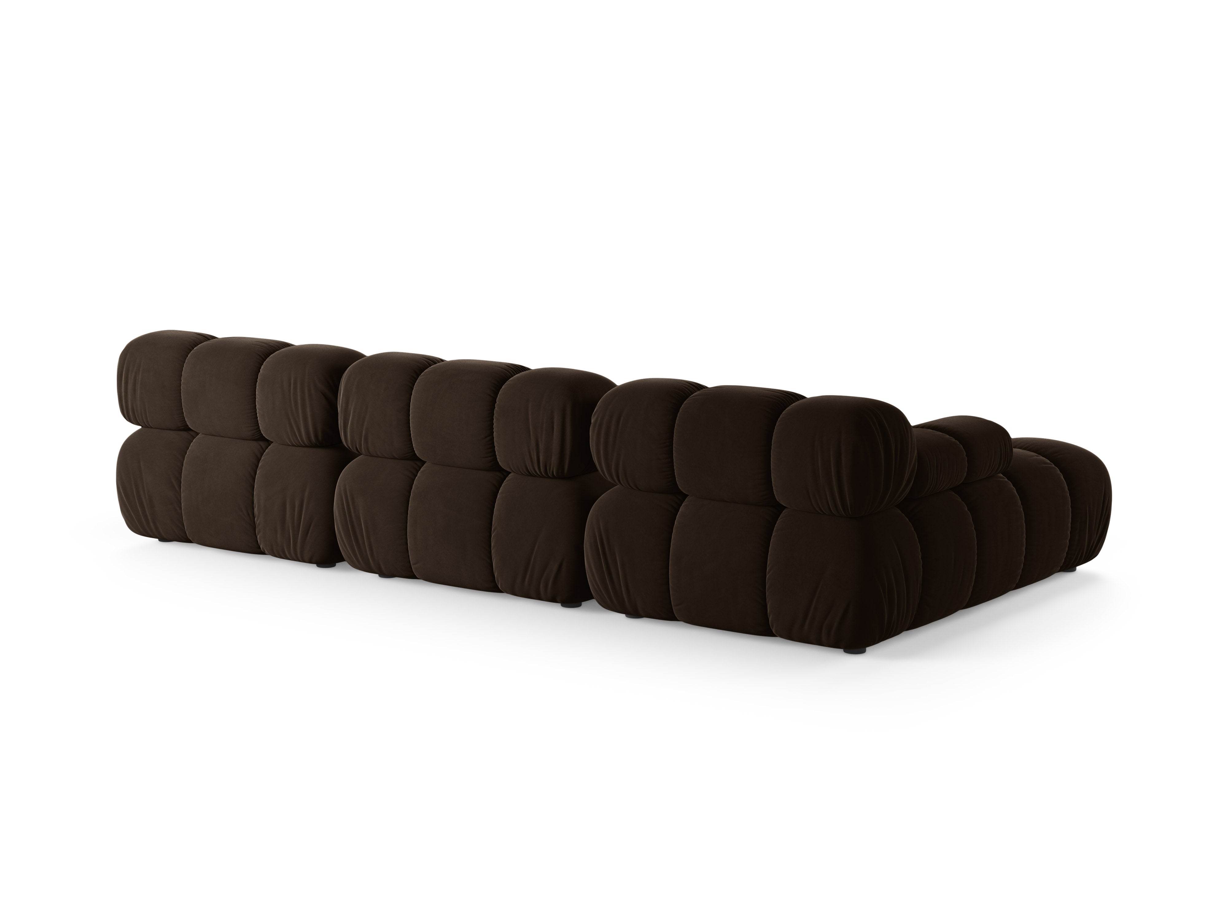 Chocolate velvet left-facing 3-seater sofa BELLIS