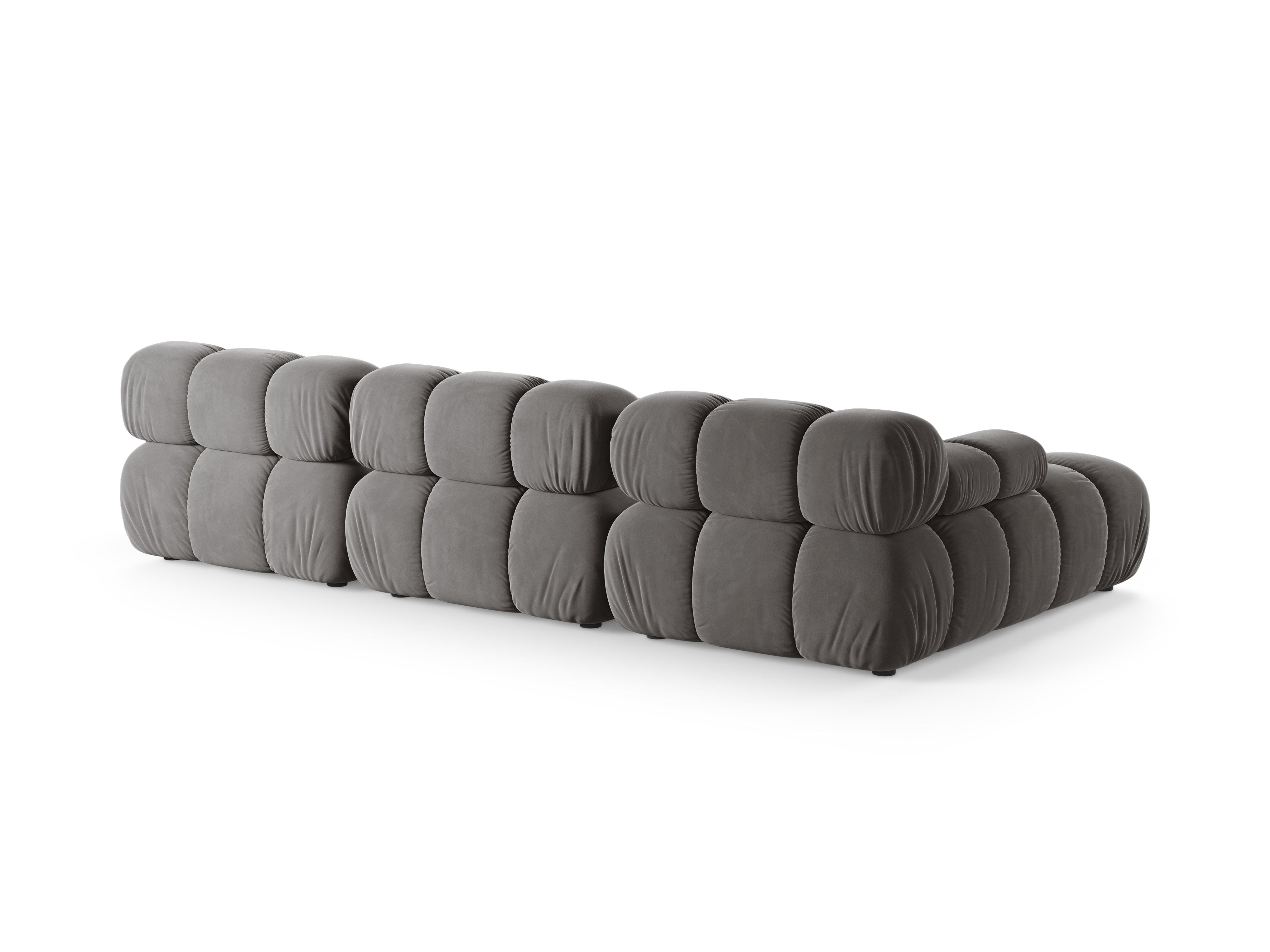 Gray velvet 3-seater left-facing sofa BELLIS