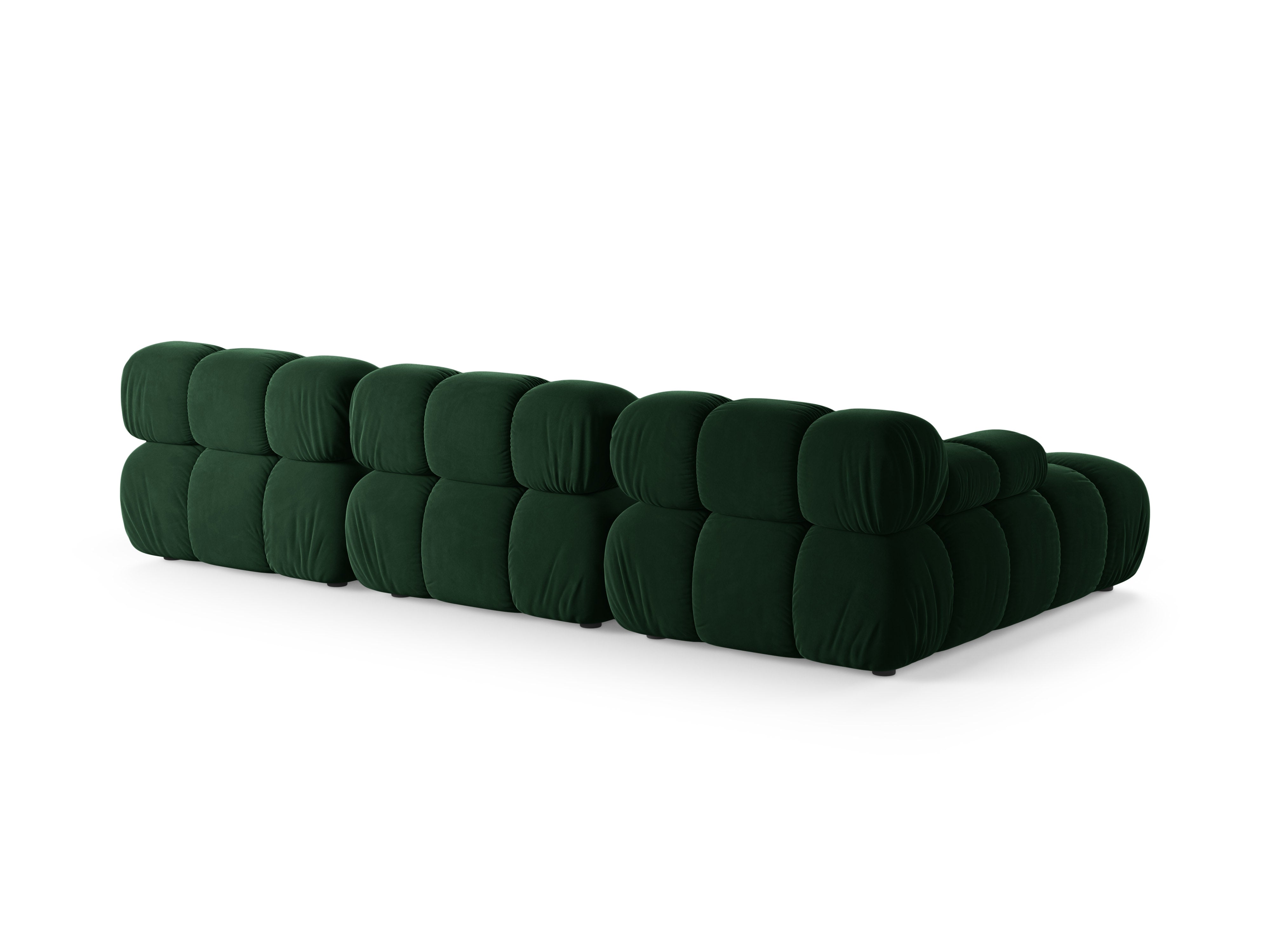 Velvet corner sofa for three, left-facing, BELLIS in bottle green.