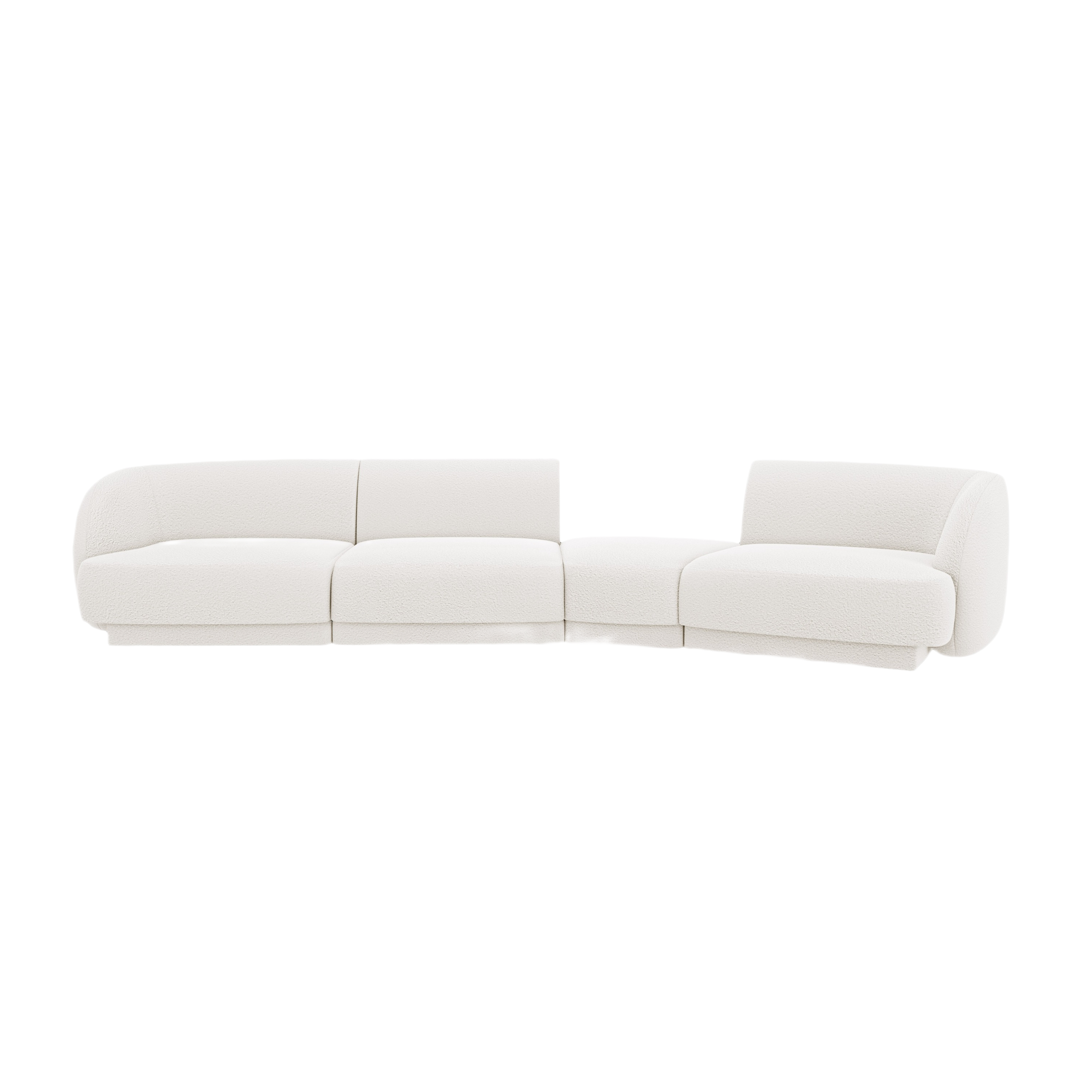 Right-facing modular sofa for 6 people MILEY white boucle