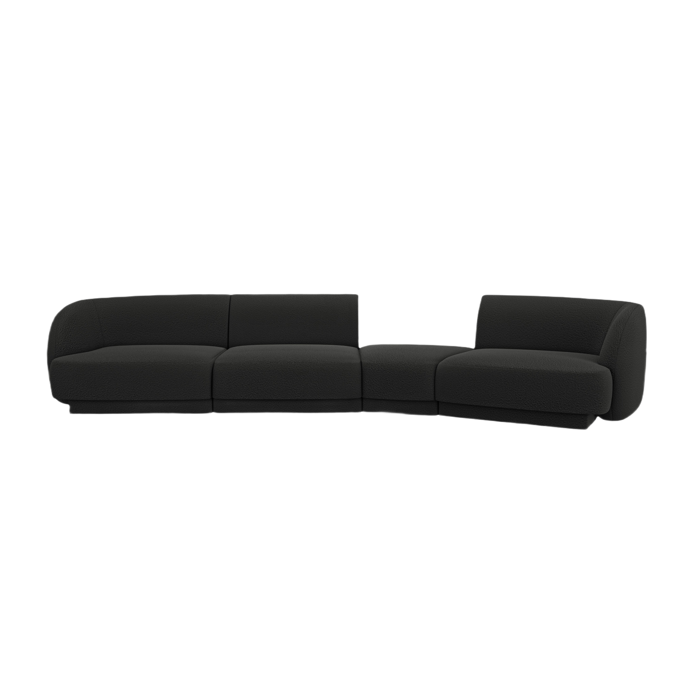Right-facing modular sofa for 6 people MILEY black boucle