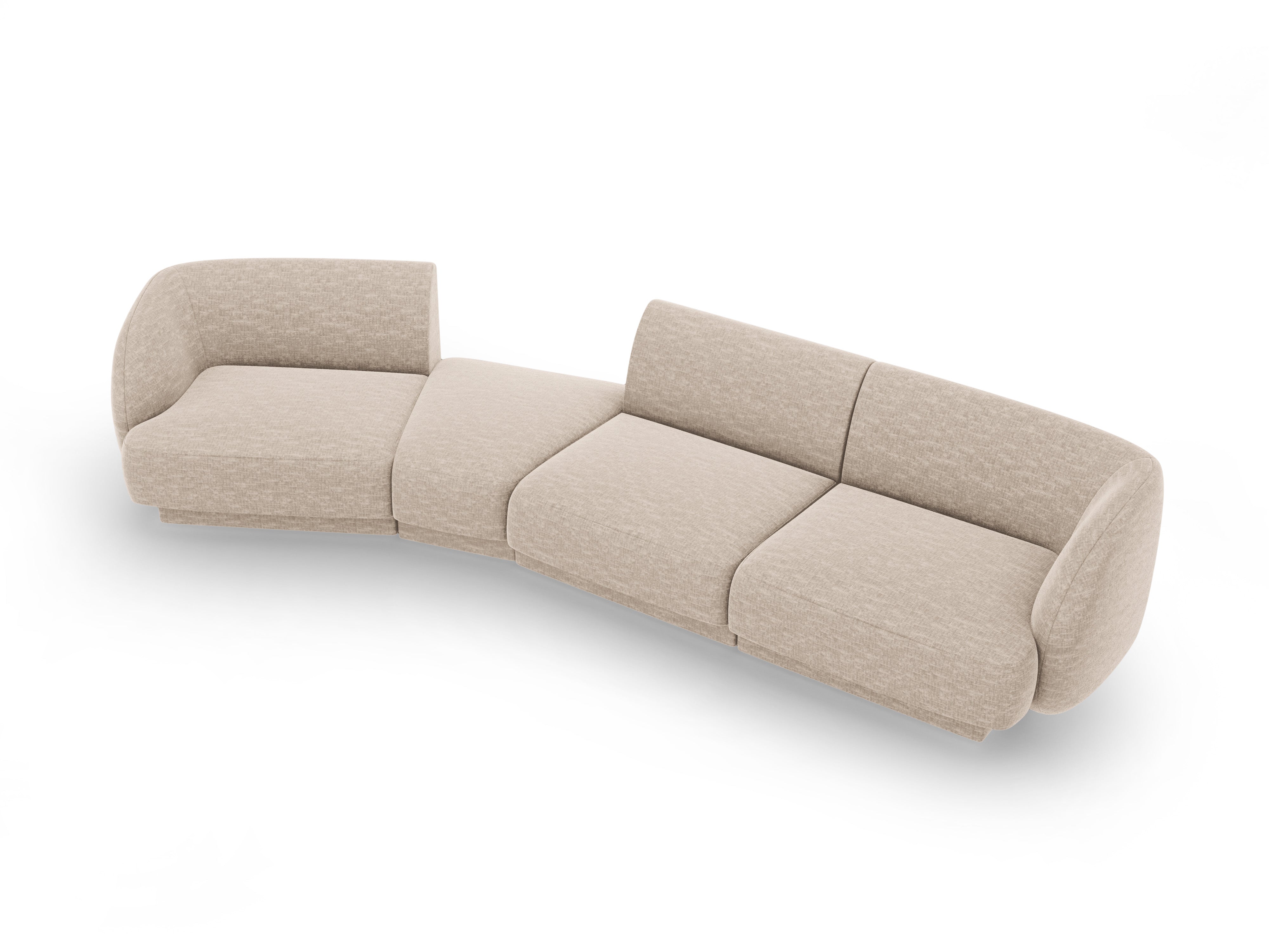 Left-facing modular sofa for 6 people MILEY beige silky chenille