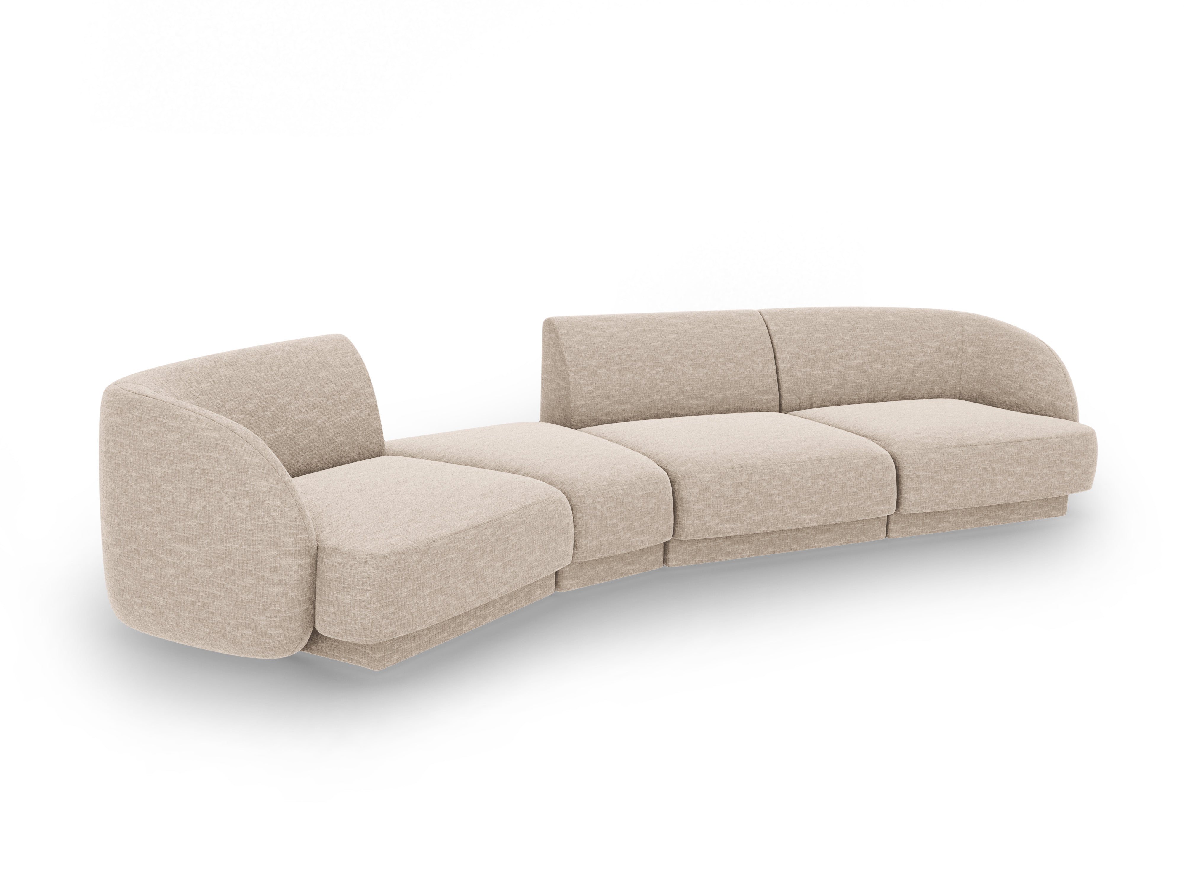 Left-facing modular sofa for 6 people MILEY beige silky chenille