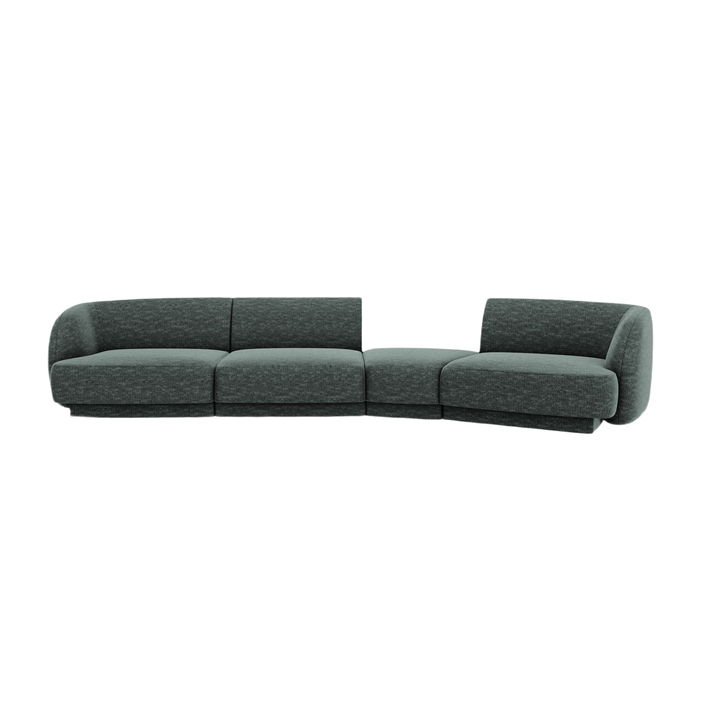 Right-facing modular sofa for 6 people MILEY petrol silky chenille