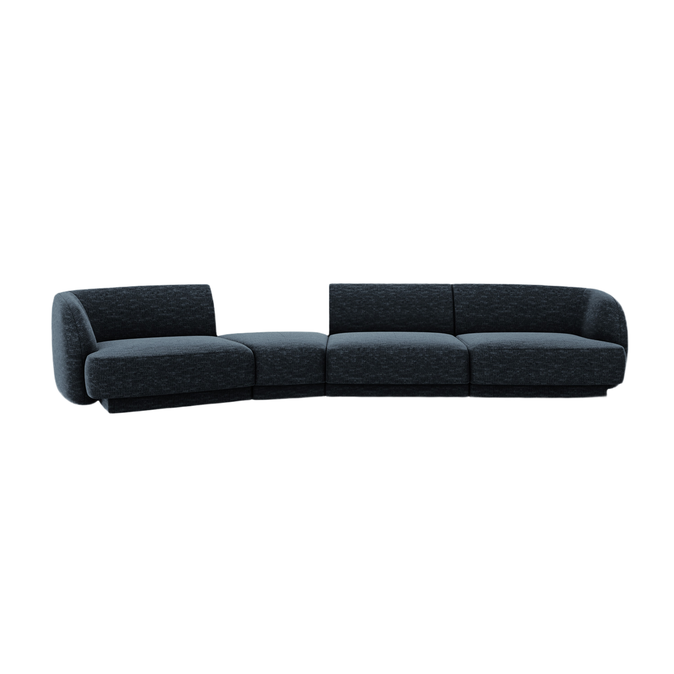 Left-facing modular sofa for 6 people MILEY royal blue silky chenille